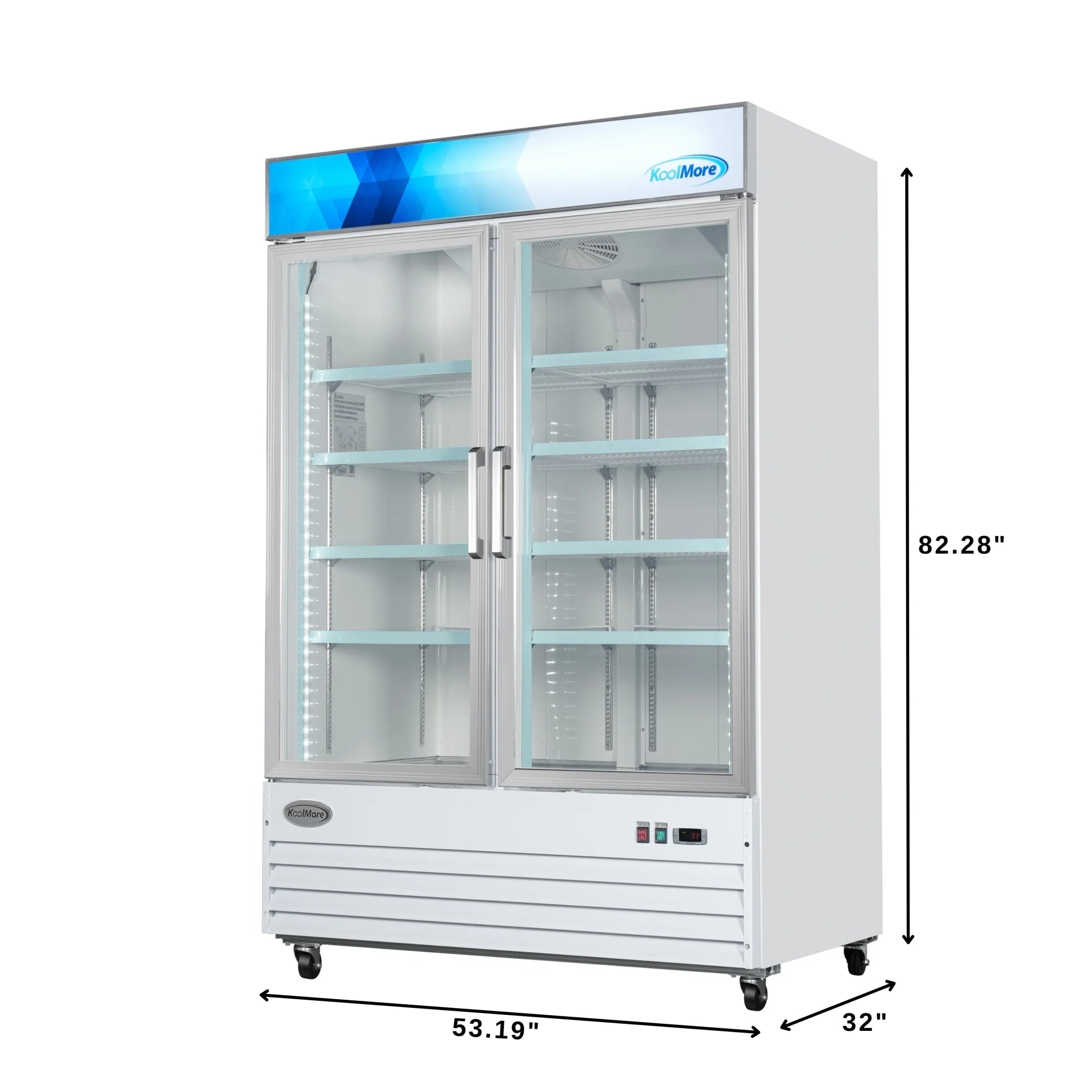 Koolmore MDF-2GD-45C-WH | 53" Wide 2 Glass Door Merchandiser Freezer
