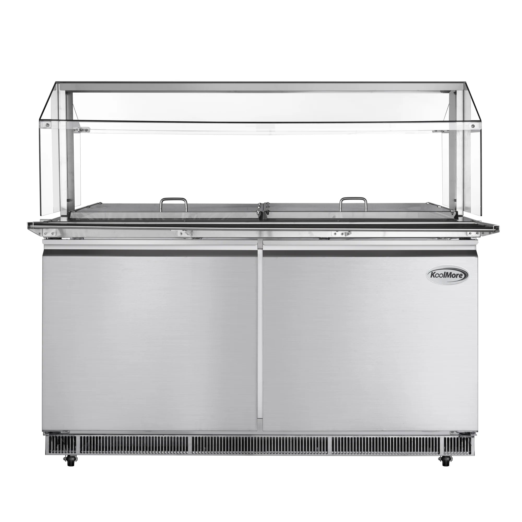Koolmore KM-RBT-60CSFG | 60" Wide 12 Pan Prep Table w/ Sneeze Guard