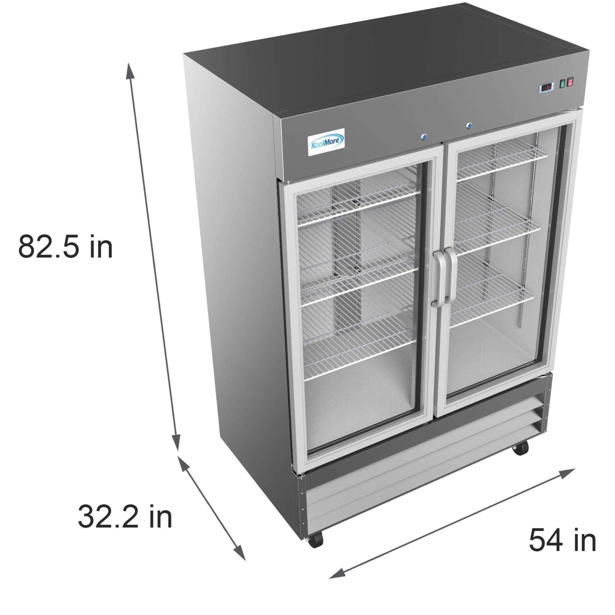 Koolmore RIR-2D-GD | 54" Wide 2 Glass Door Reach-In Refrigerator