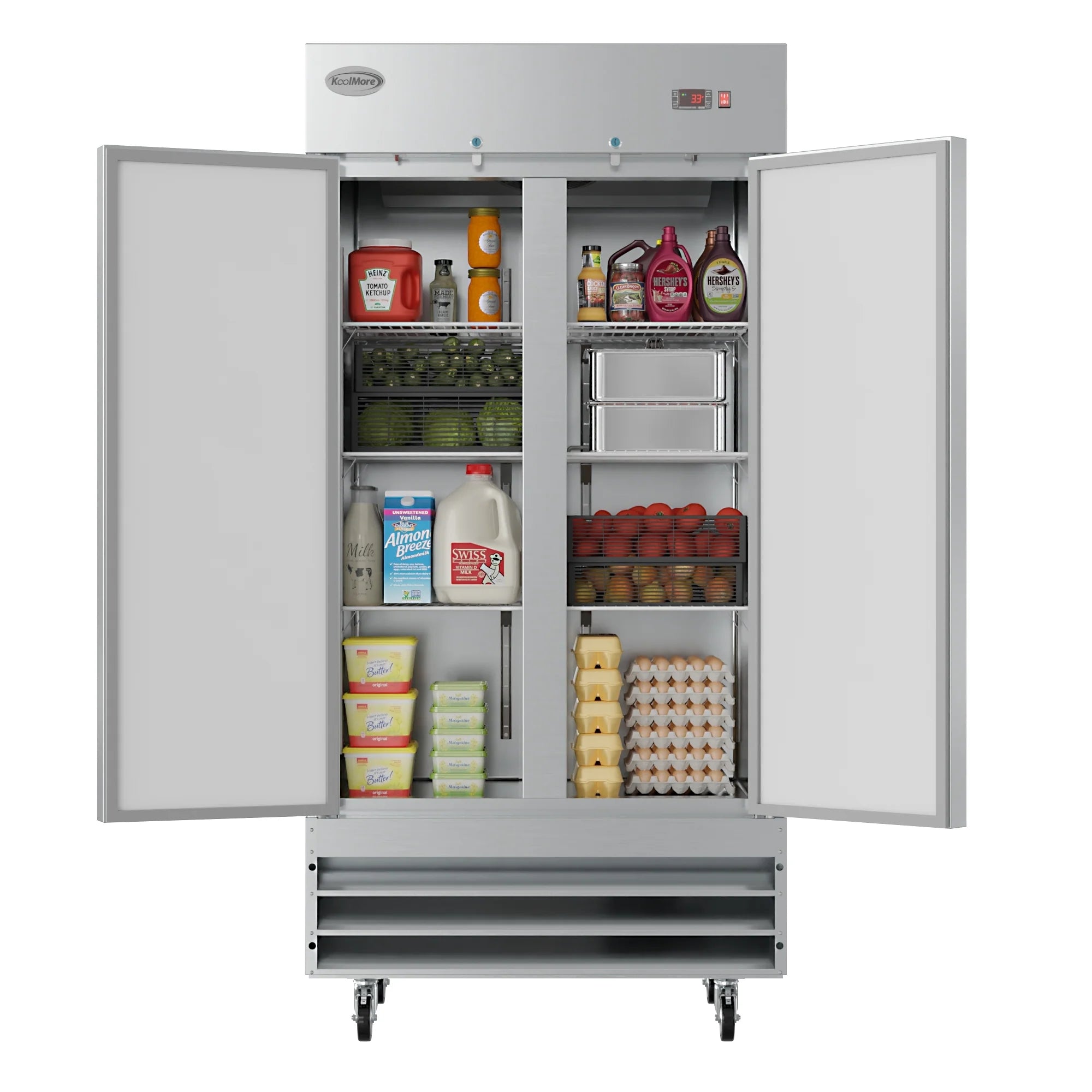 Koolmore RIR-2D-SS35C | 39" Wide 2 Door Reach-In Refrigerator