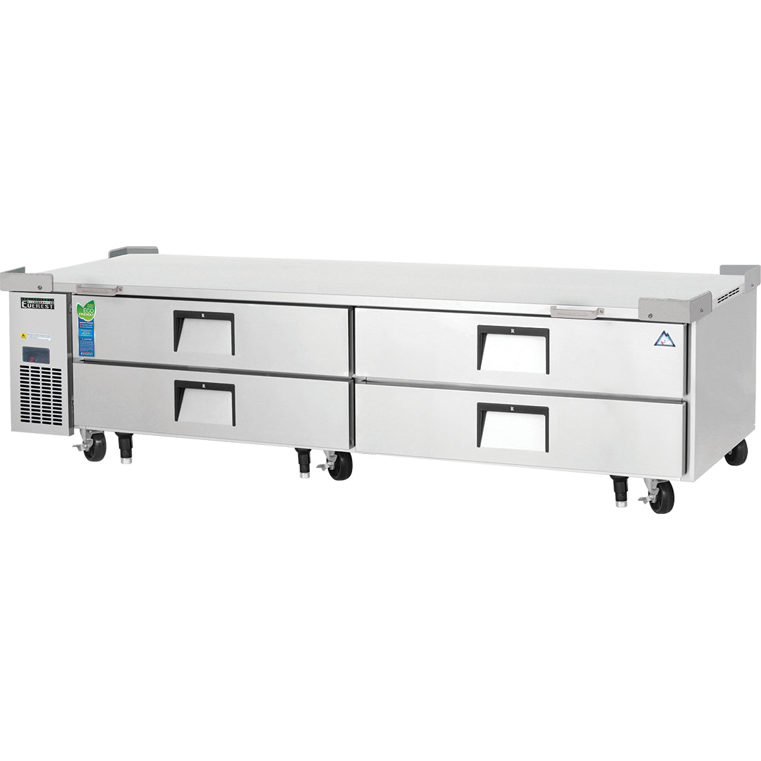 Everest ECB96D4 | 96" Wide 4 Drawer Side Mount Chef Base Refrigerator