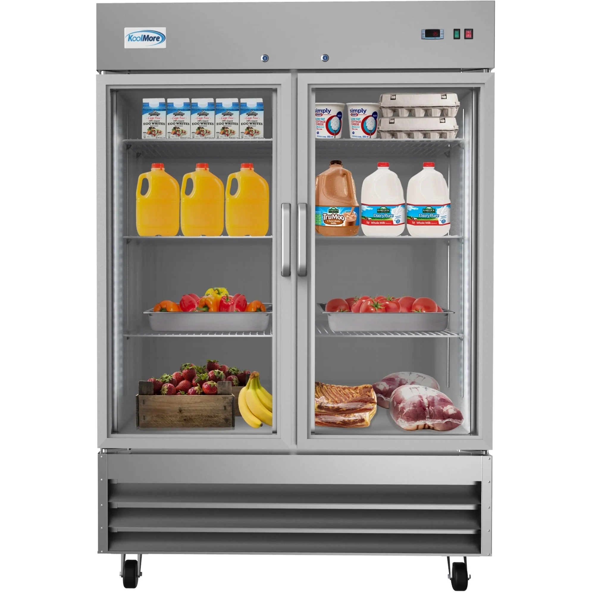 Koolmore RIR-2D-GD | 54" Wide 2 Glass Door Reach-In Refrigerator