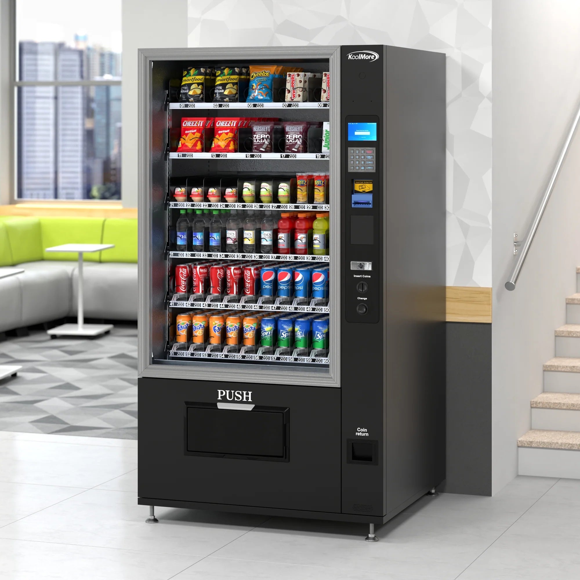 Koolmore 60 Slots Refrigerated Vending Machine w/ Coin/Bill Acceptor
