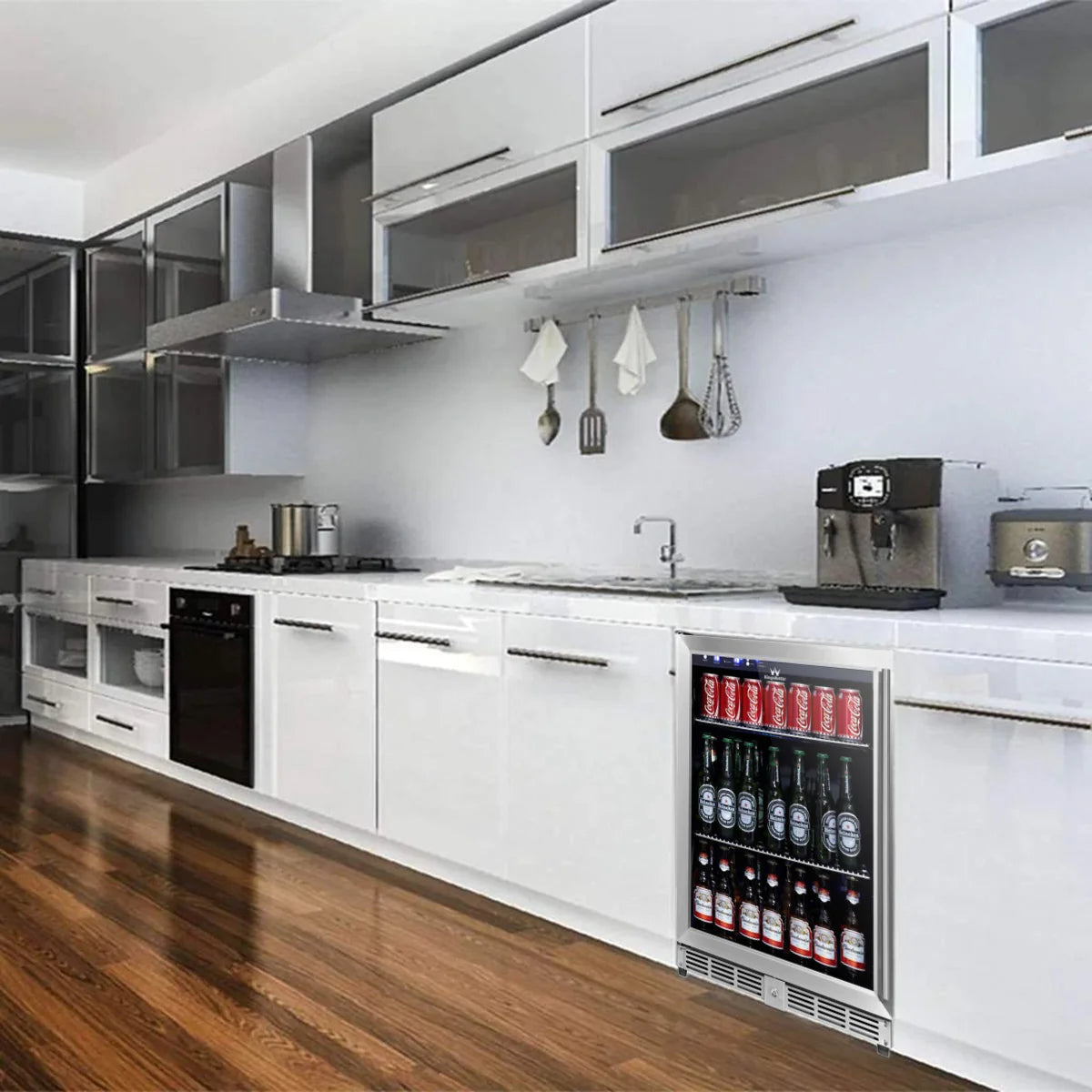 KingsBottle | 24" Wide Single Zone Undercounter 203 Can/98 Bottle Beverage Fridge