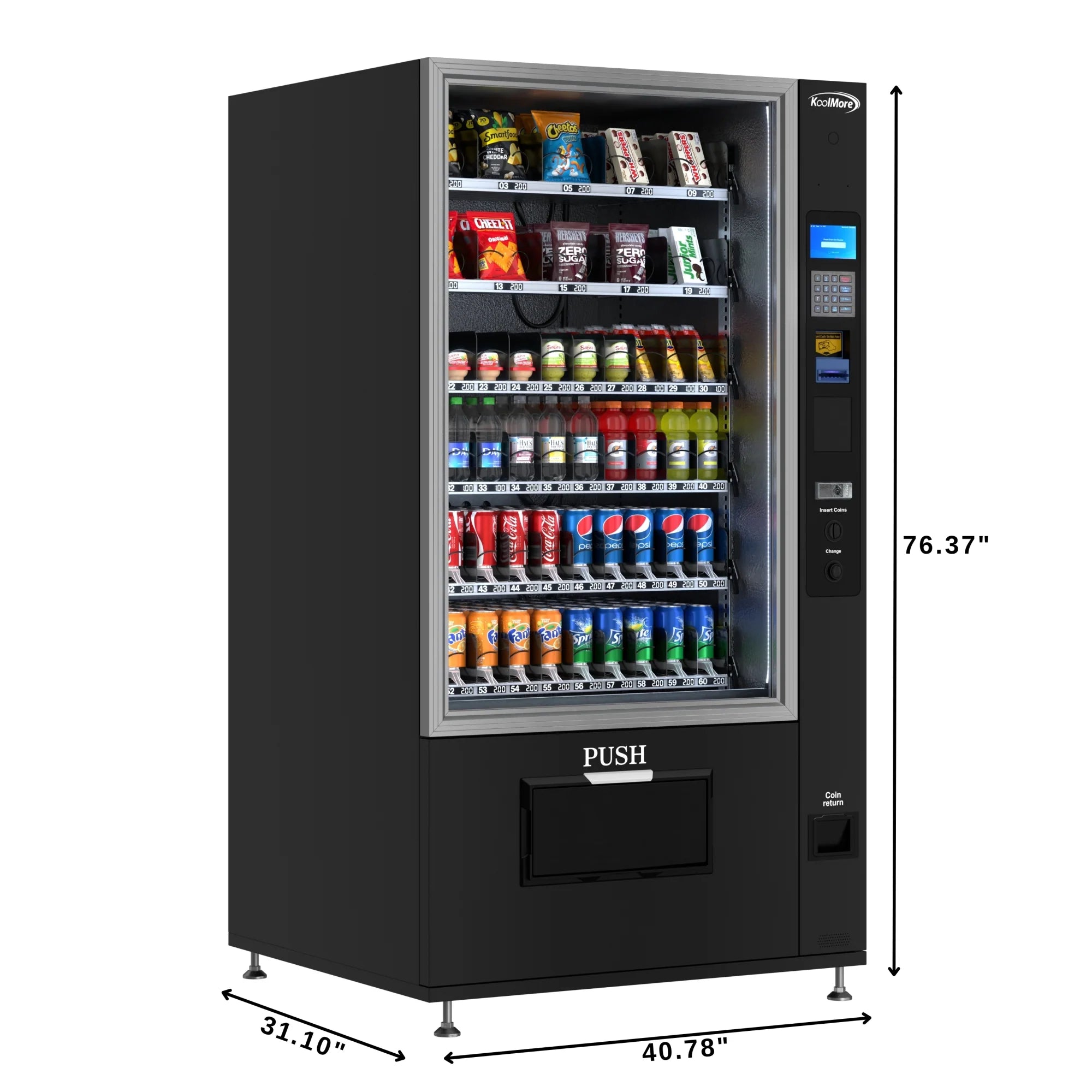 Koolmore 60 Slots Refrigerated Vending Machine w/ Coin/Bill Acceptor