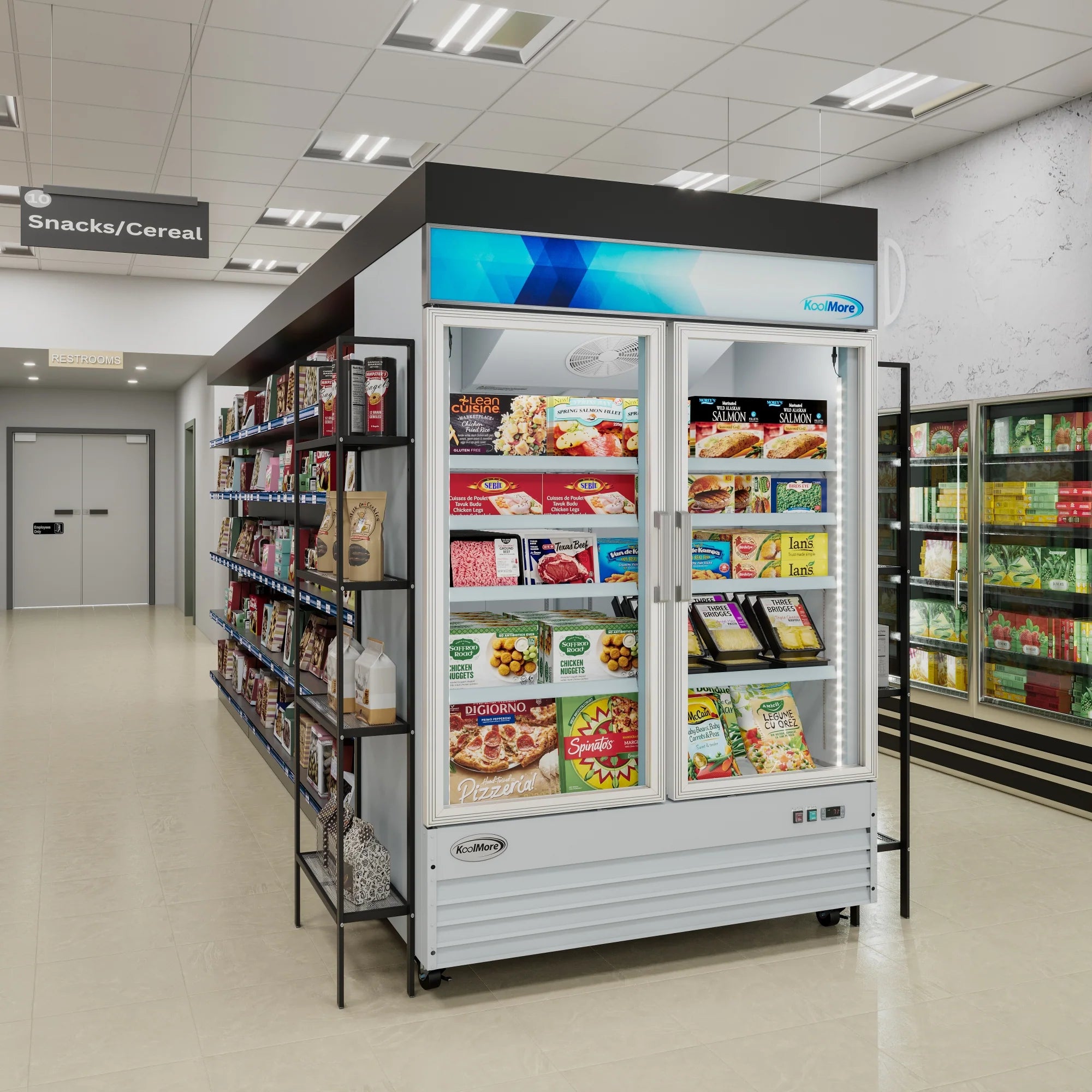 Koolmore MDF-2GD-45C-WH | 53" Wide 2 Glass Door Merchandiser Freezer