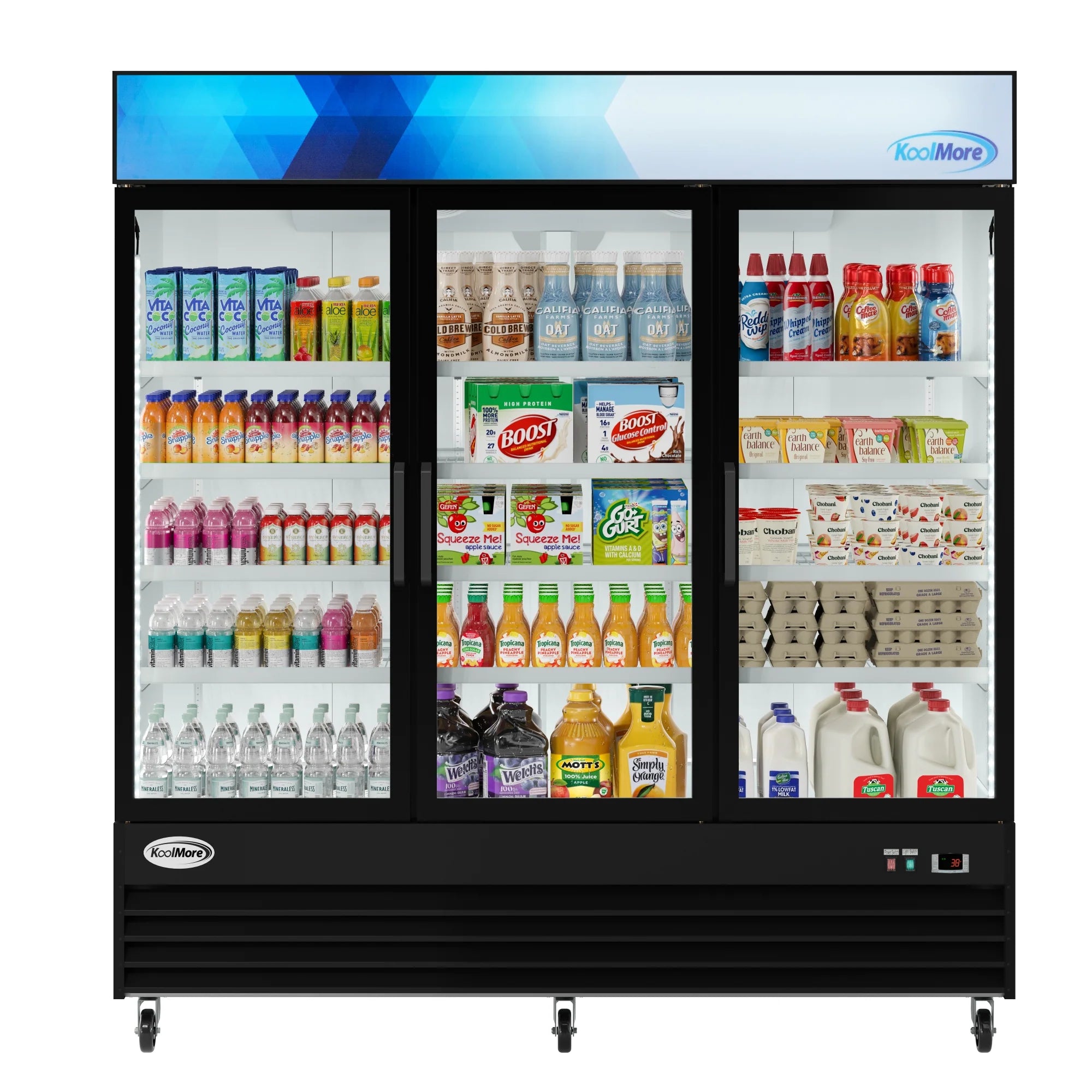 Koolmore MDR-3GD | 78" Wide 3 Glass Door Merchandiser Refrigerator