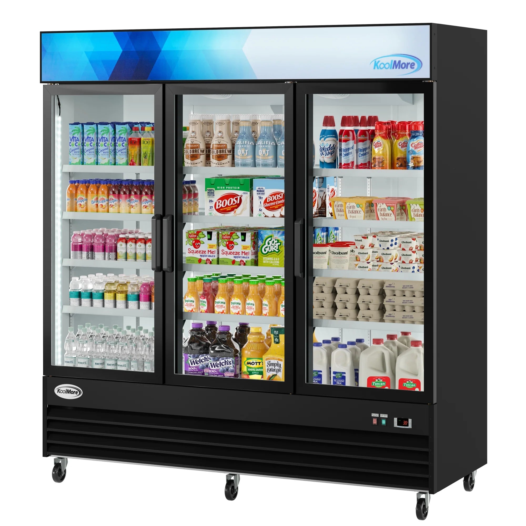Koolmore MDR-3GD | 78" Wide 3 Glass Door Merchandiser Refrigerator