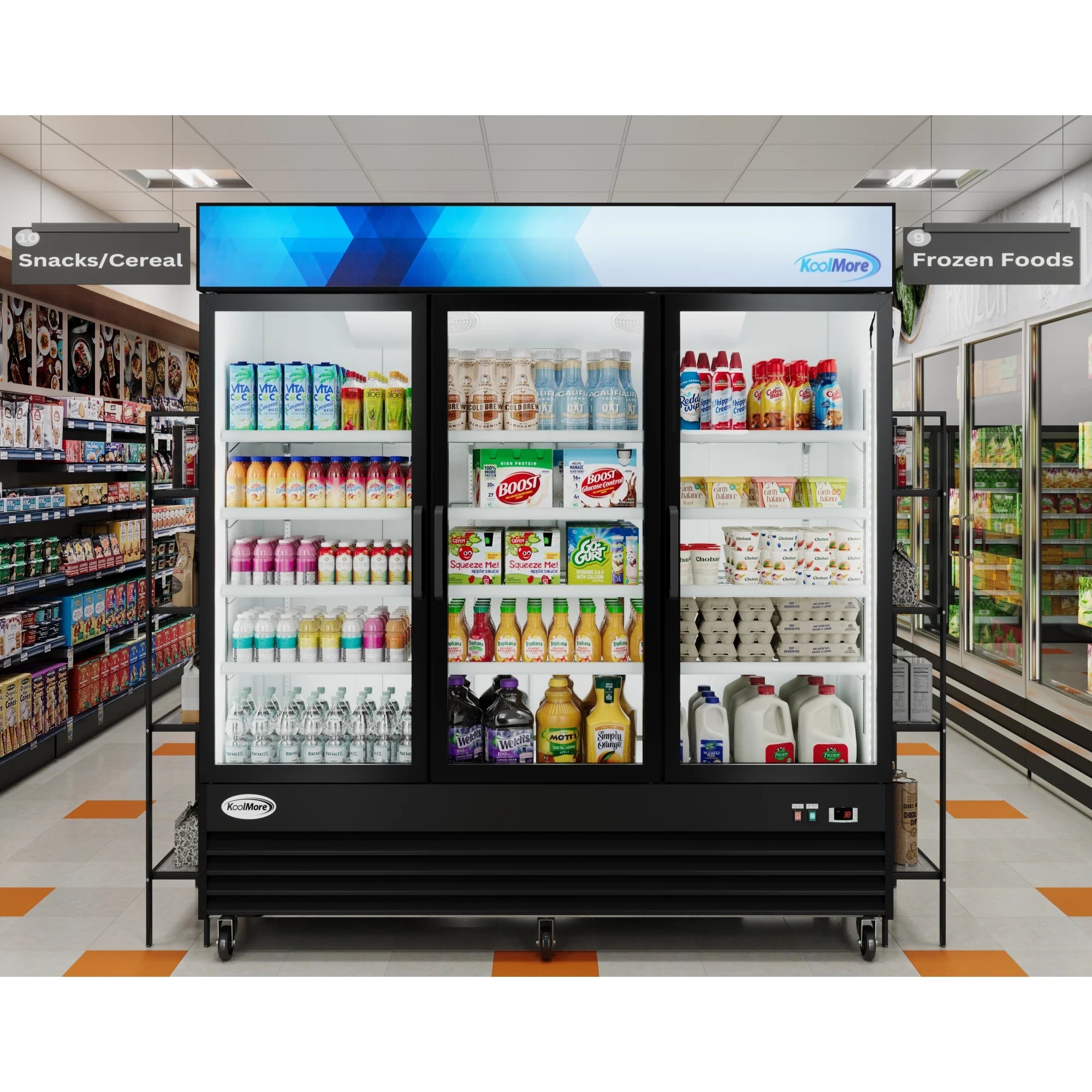 Koolmore MDR-3GD | 78" Wide 3 Glass Door Merchandiser Refrigerator