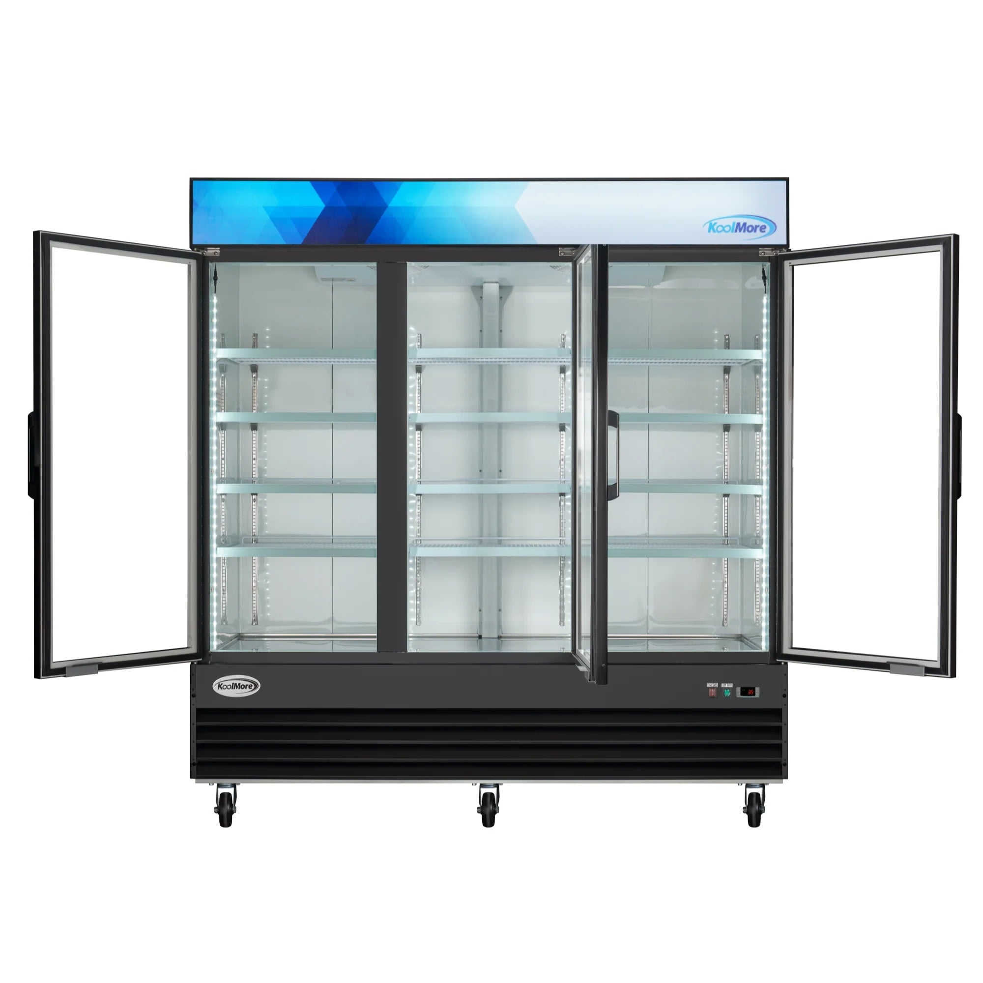 Koolmore MDR-3GD | 78" Wide 3 Glass Door Merchandiser Refrigerator