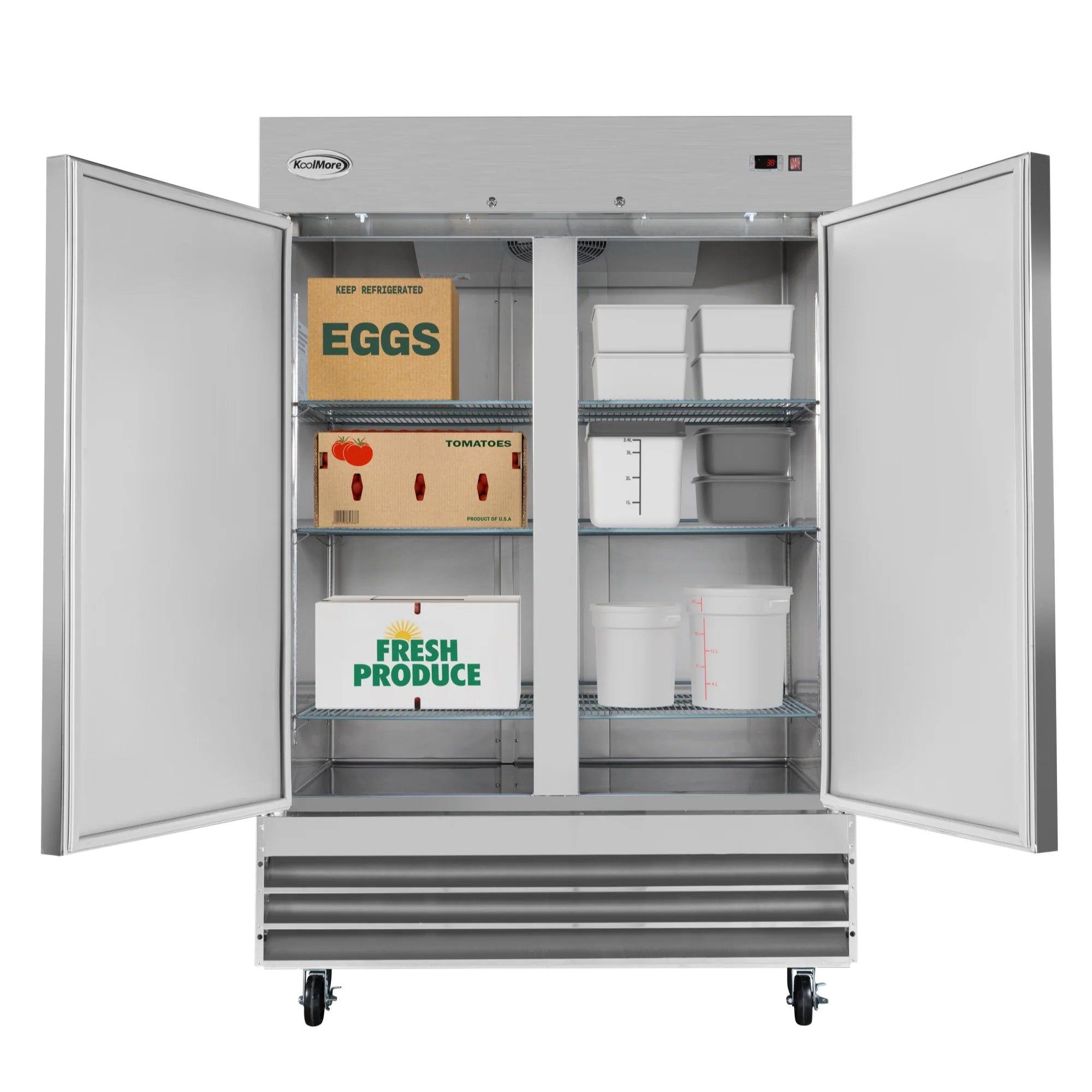 Koolmore RIR-2D-SS | 54" Wide 2 Door Reach-In Refrigerator