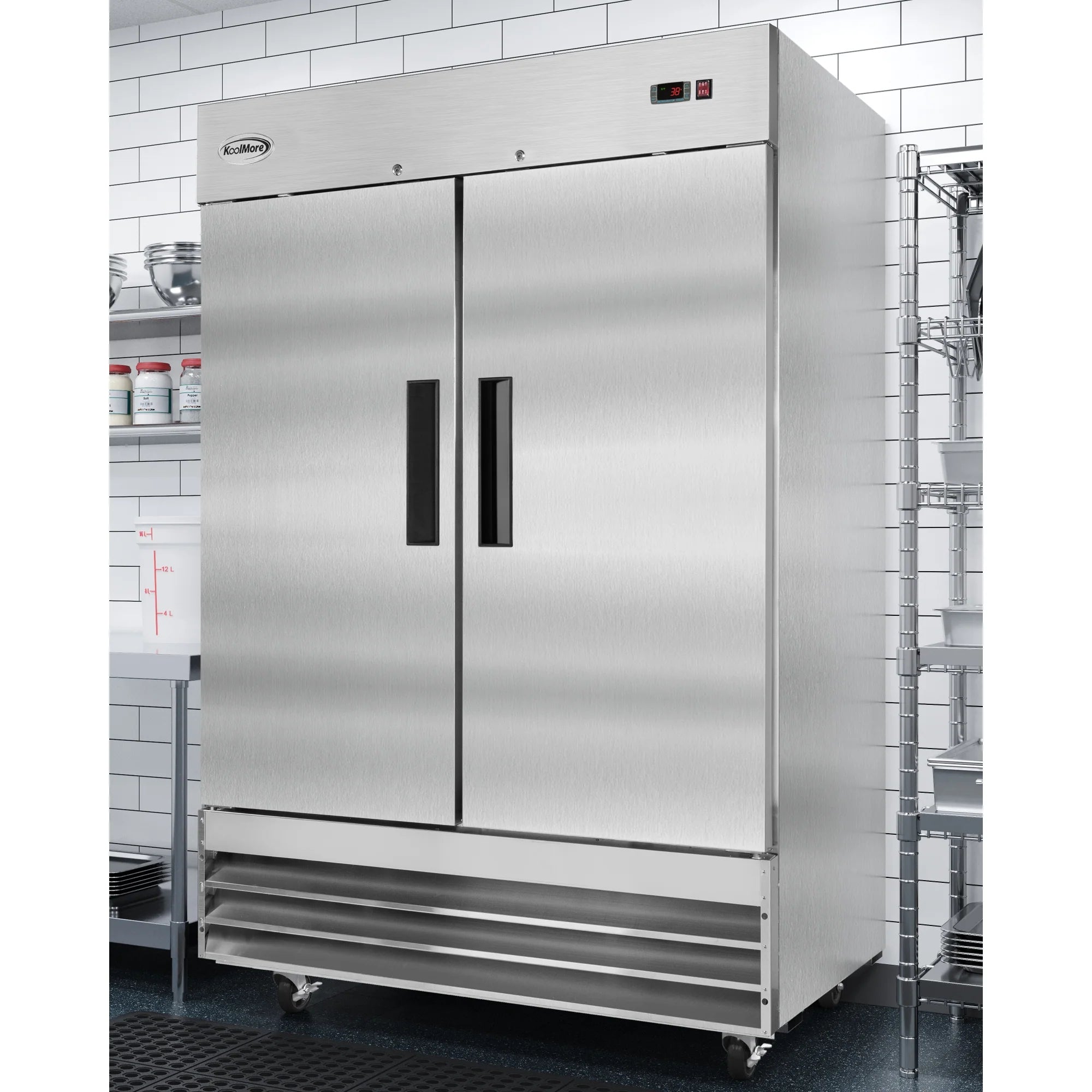Koolmore RIR-2D-SS | 54" Wide 2 Door Reach-In Refrigerator