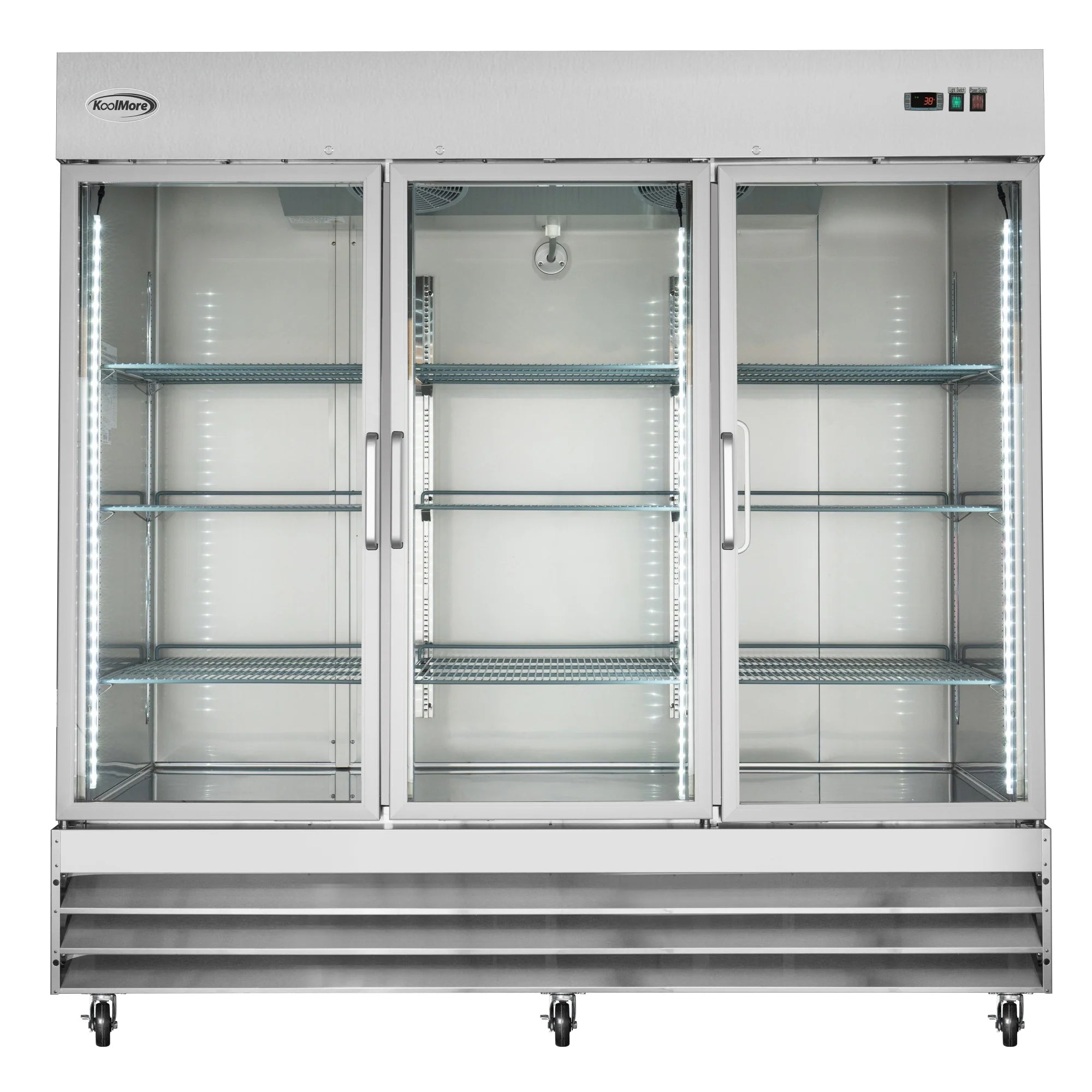 Koolmore RIR-3D-GD | 82" Wide 3 Glass Door Reach-In Refrigerator