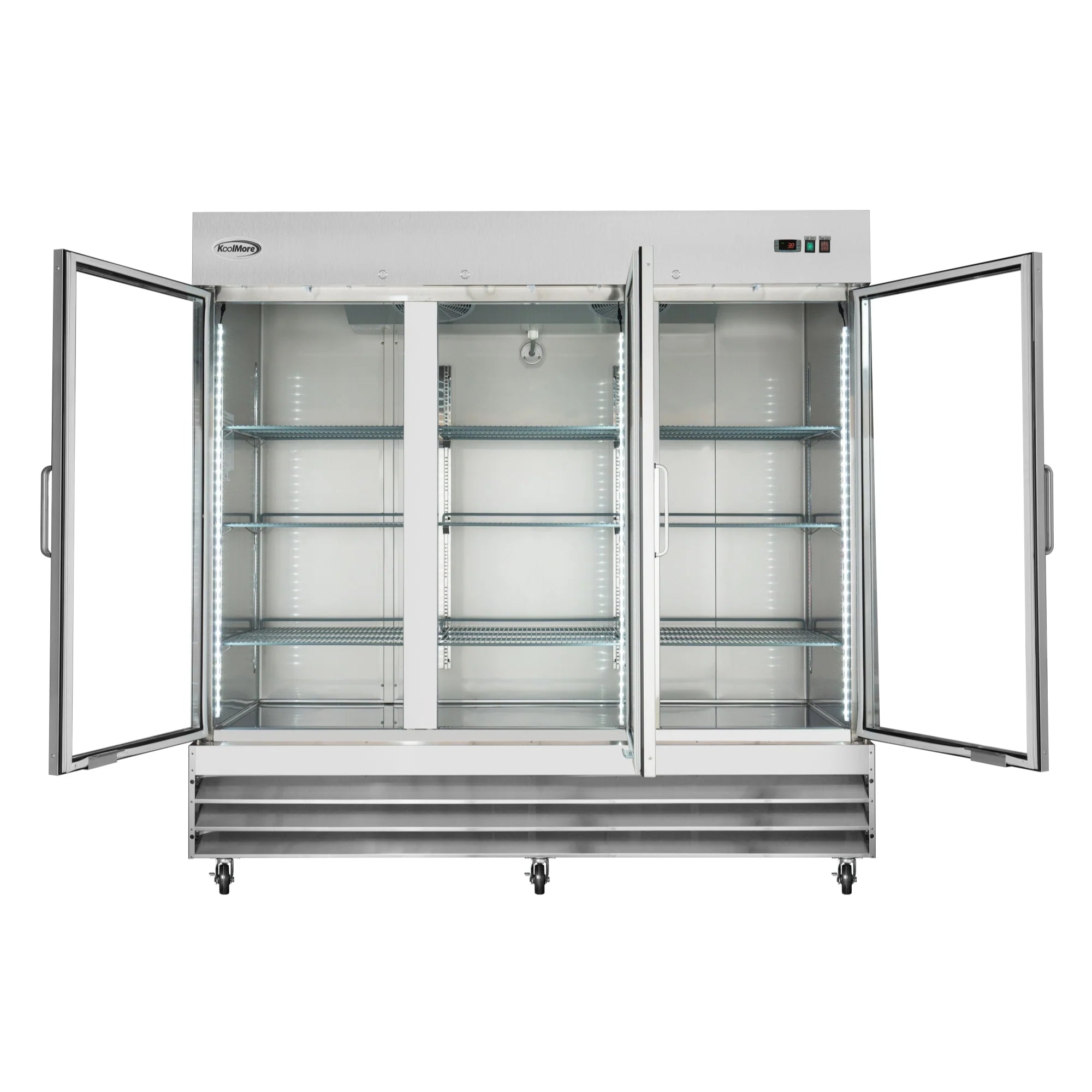 Koolmore RIR-3D-GD | 82" Wide 3 Glass Door Reach-In Refrigerator