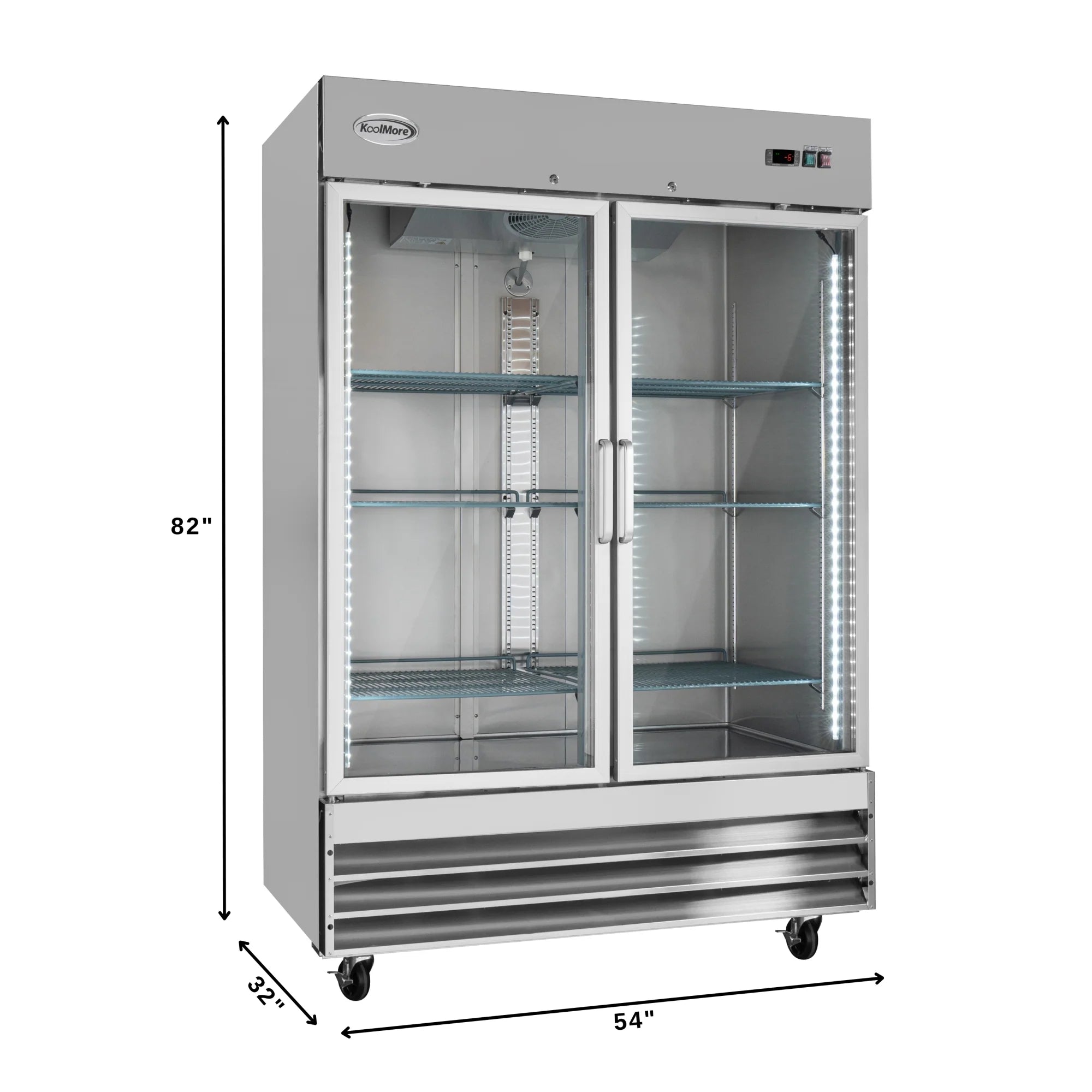 Koolmore RIF-2D-GD | 54" Wide 2 Glass Door Reach-In Freezer