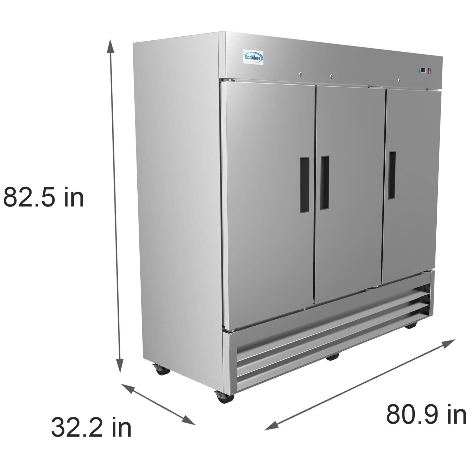 Koolmore RIF-3D-SS | 82" Wide 3 Door Reach-In Freezer