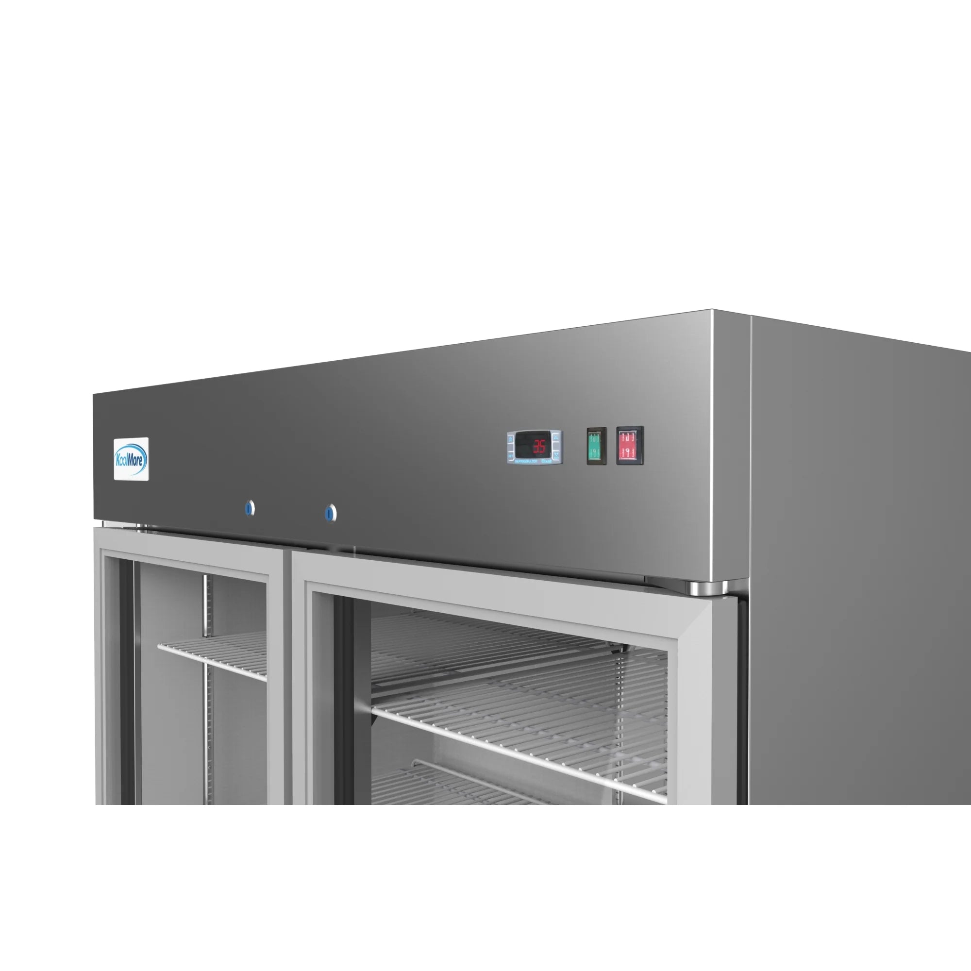 Koolmore RIR-2D-GD | 54" Wide 2 Glass Door Reach-In Refrigerator