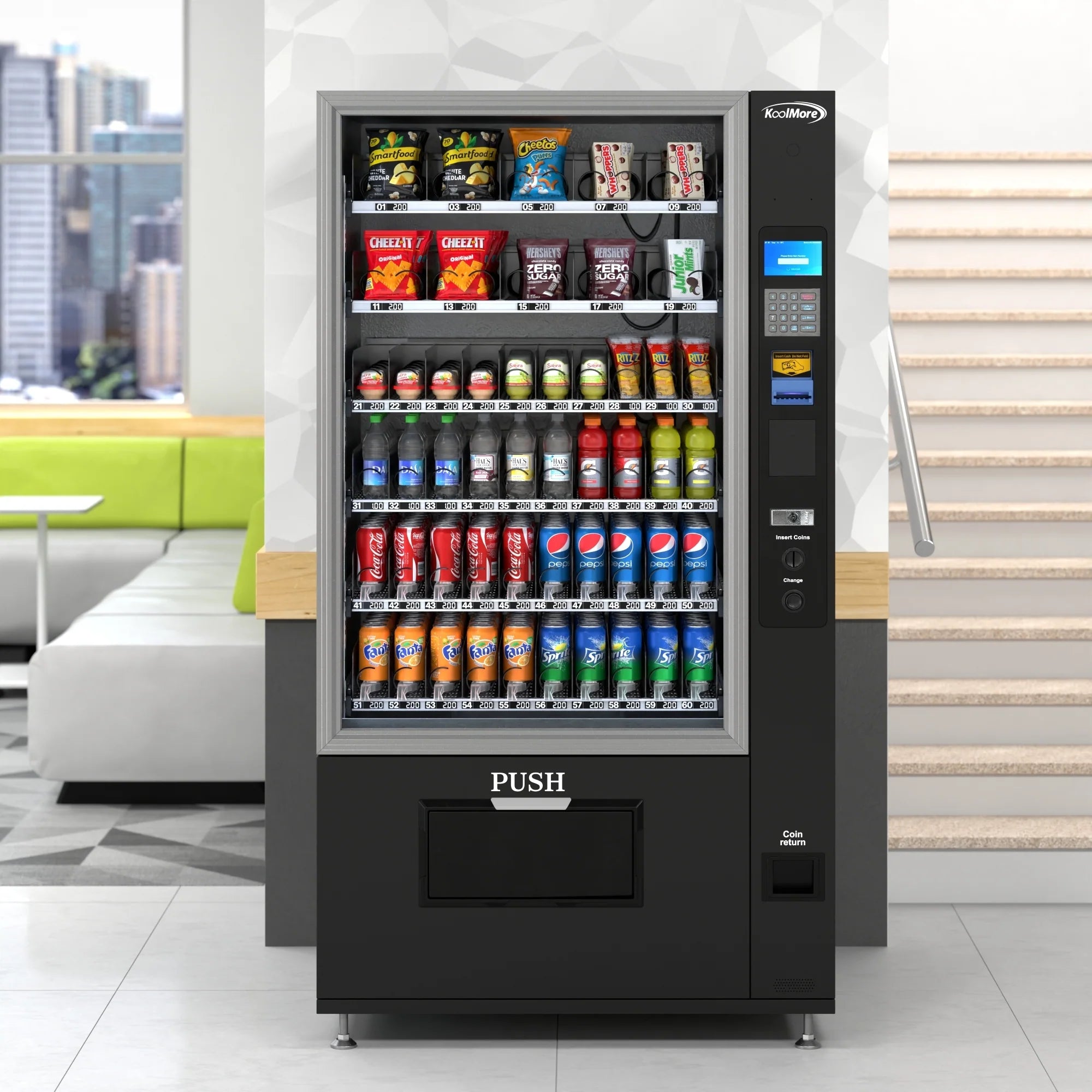 Koolmore 60 Slots Refrigerated Vending Machine w/ Coin/Bill Acceptor