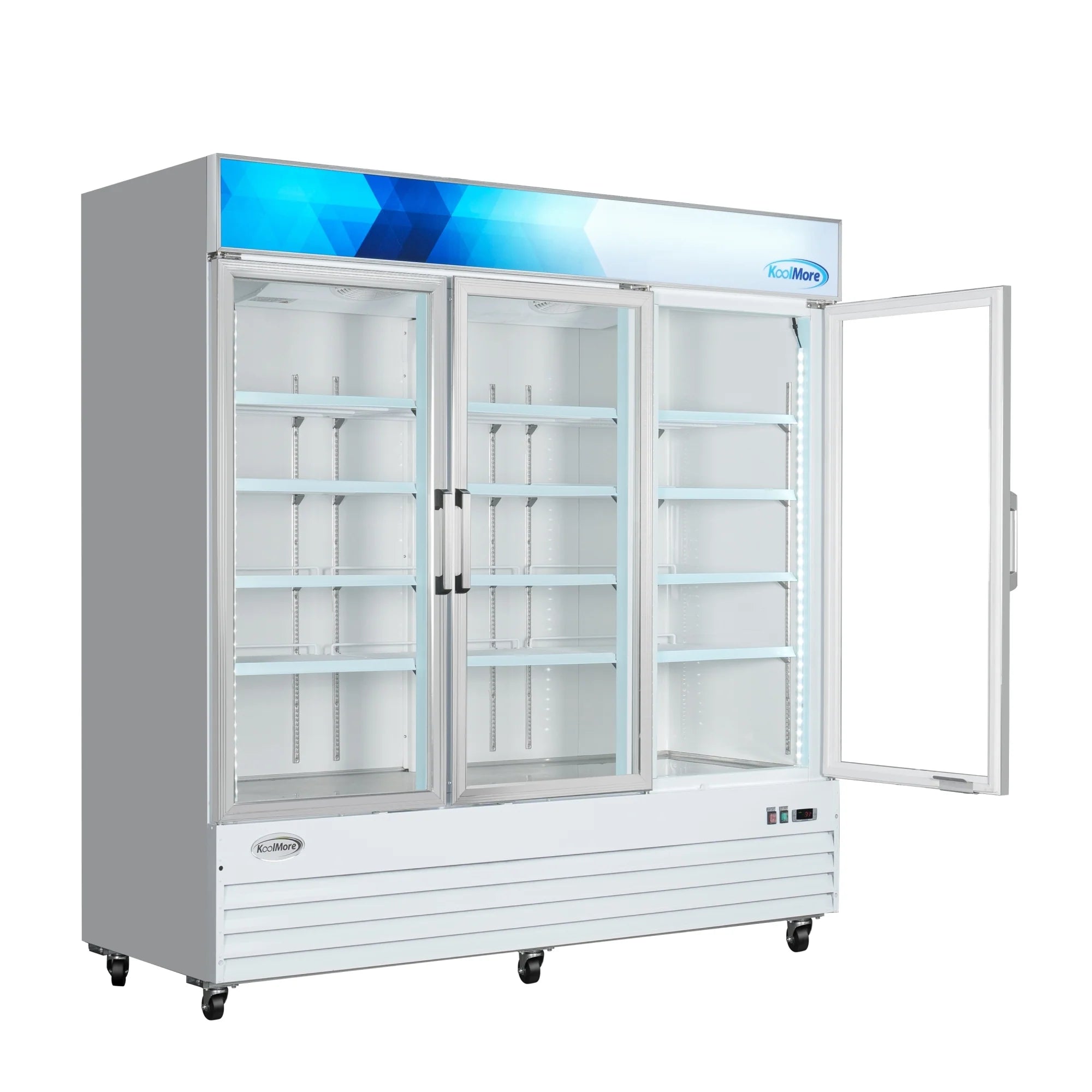 Koolmore MDF-3GD-52C-WH | 80" Wide 3 Glass Door Merchandiser Freezer