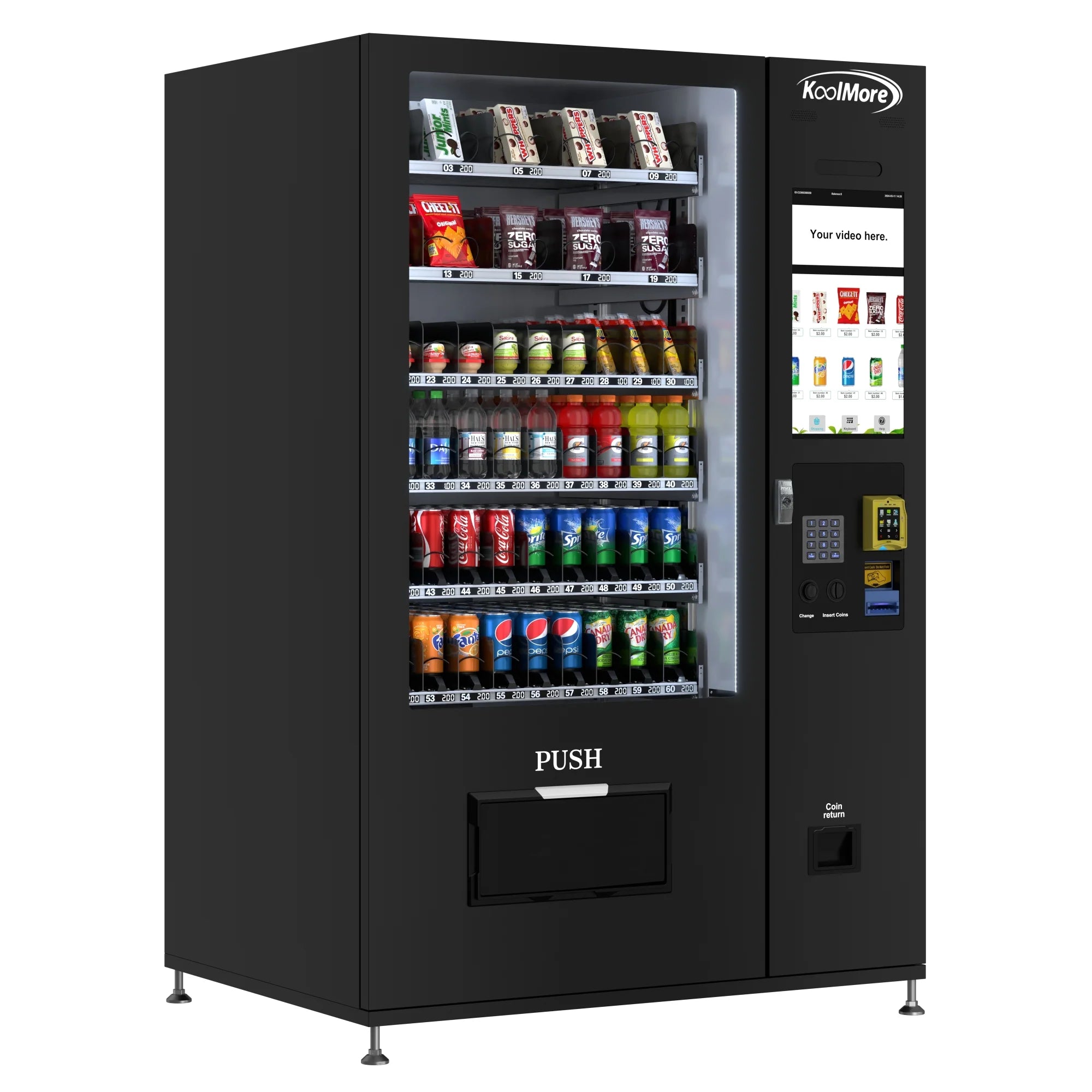 Koolmore KM-VMRT-50-BR | Touch Screen 60 Slots Refrigerated Vending Machine w/ Bill Acceptor