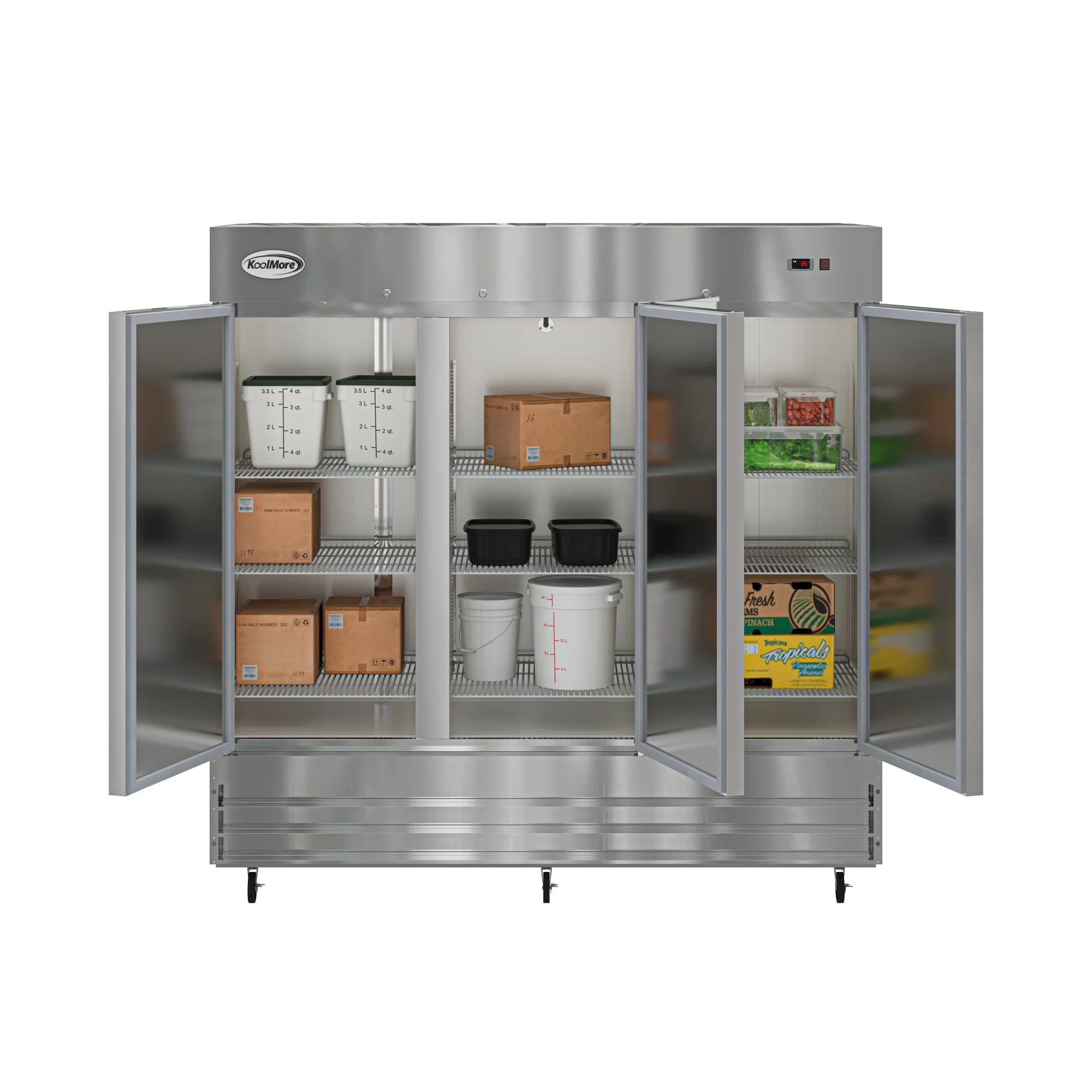 Koolmore RIR-3D-SS | 80" Wide 3 Door Reach-In Refrigerator
