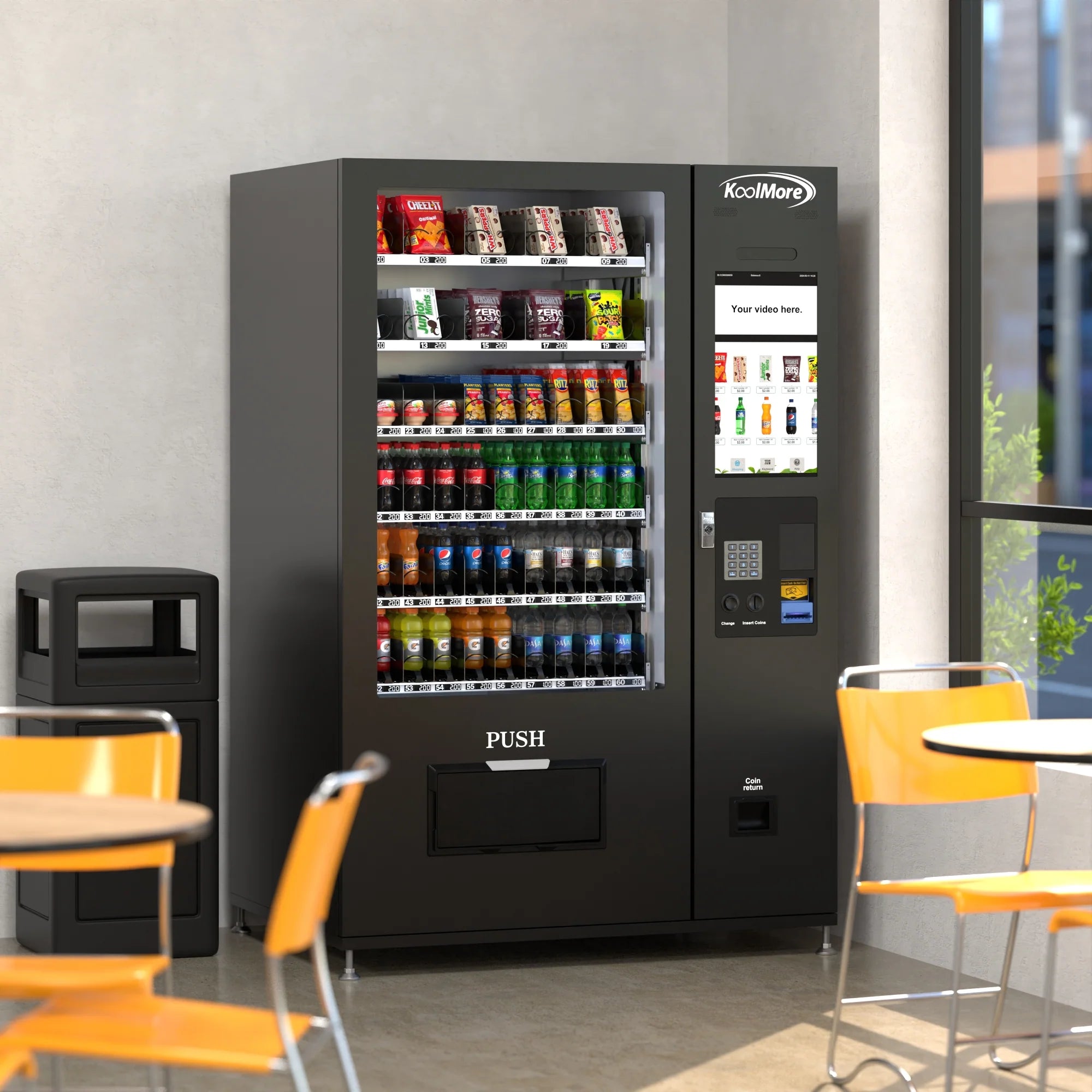 Koolmore Touch Screen 60 Slots Refrigerated Vending Machine w/ Coin/Bill Acceptor