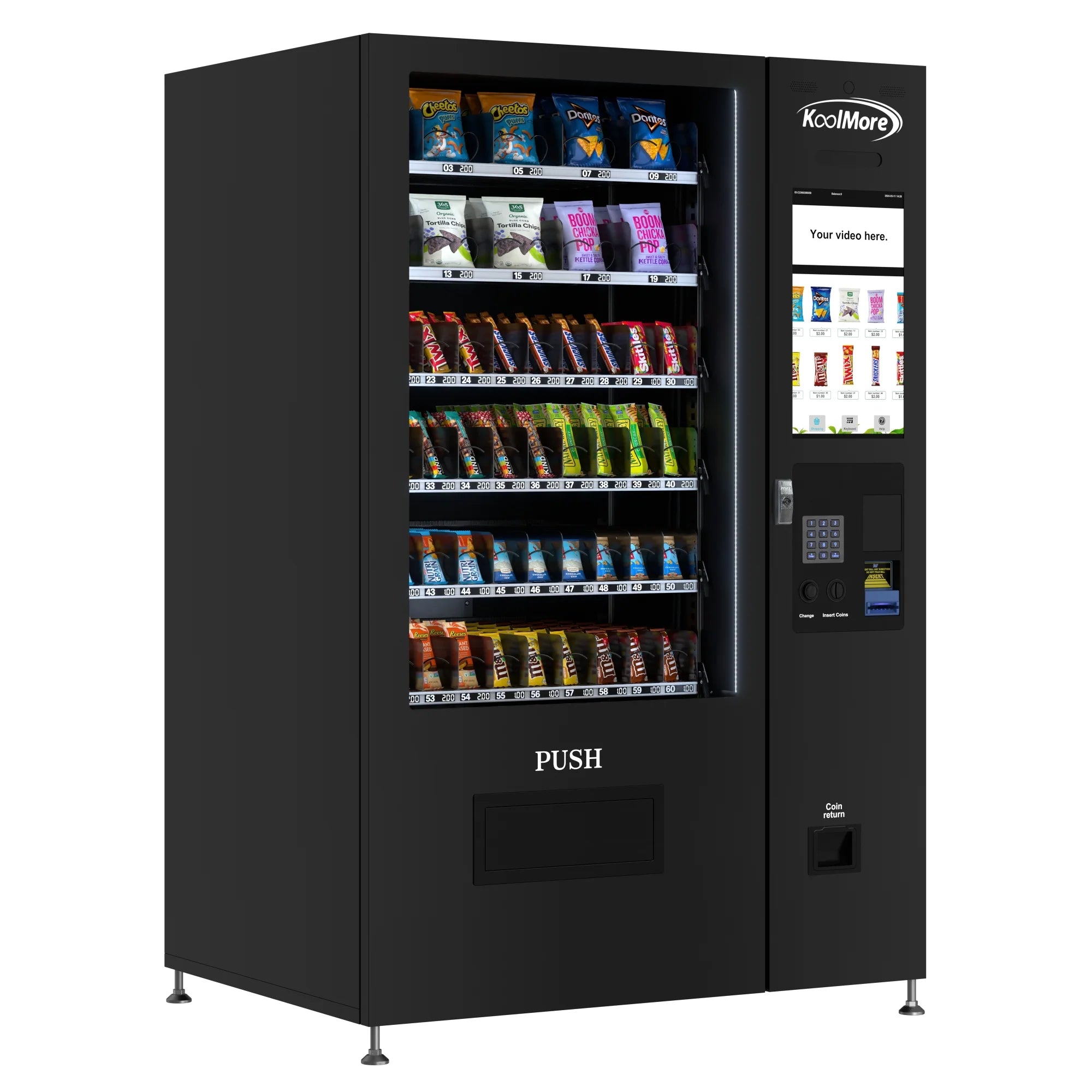 Koolmore Touch Screen 60 Slots Non-Refrigerated Vending Machine w/ Coin/Bill Acceptor
