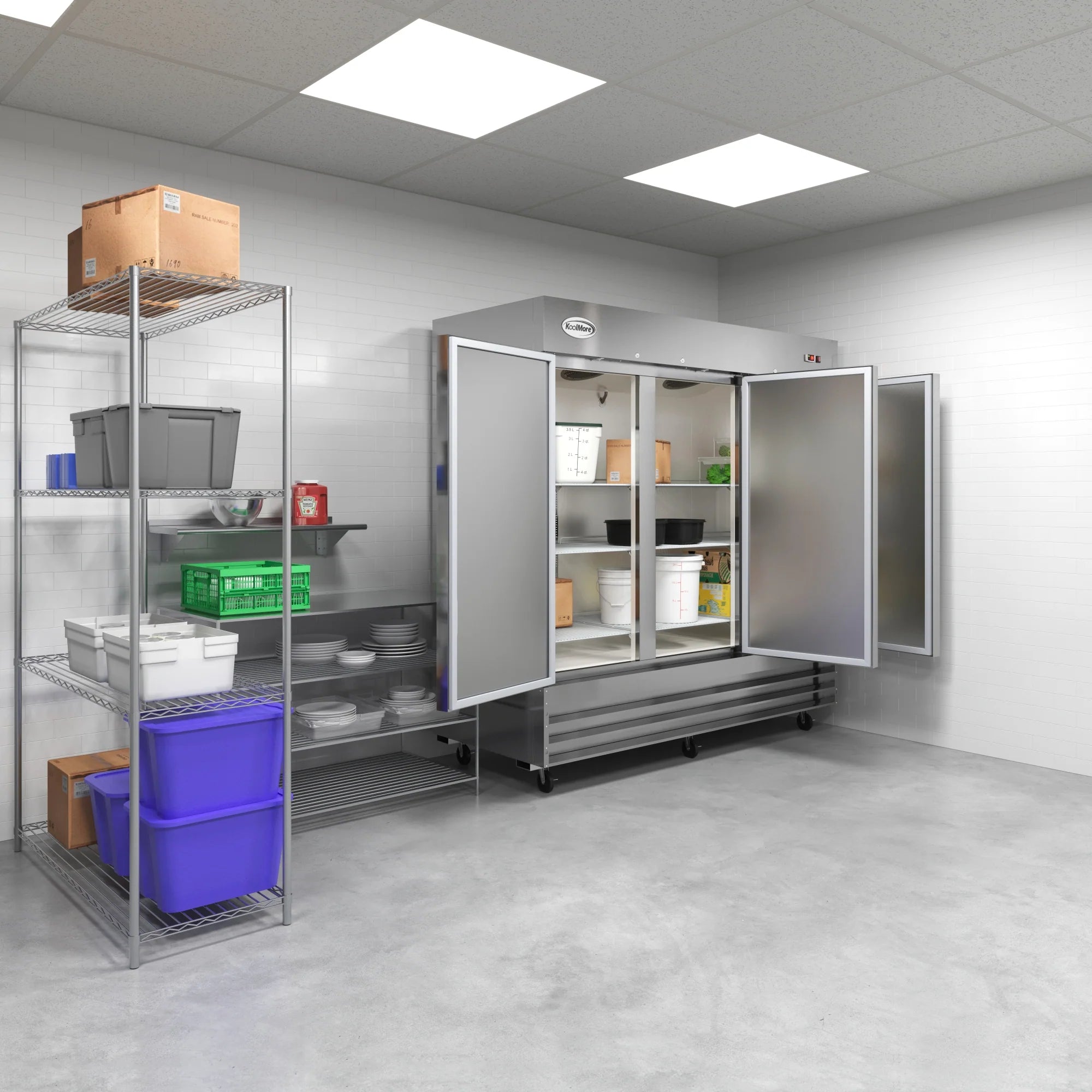 Koolmore RIR-3D-SS | 80" Wide 3 Door Reach-In Refrigerator