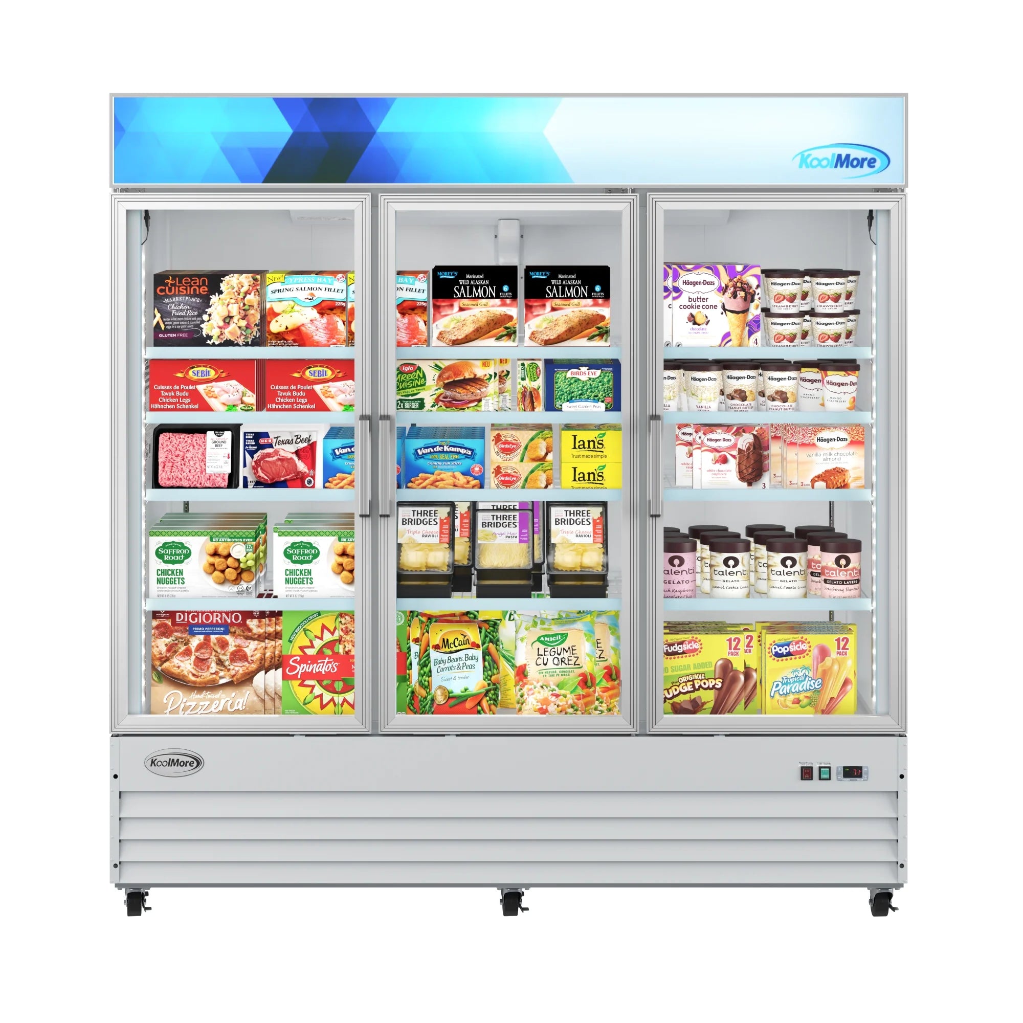Koolmore MDF-3GD-52C-WH | 80" Wide 3 Glass Door Merchandiser Freezer