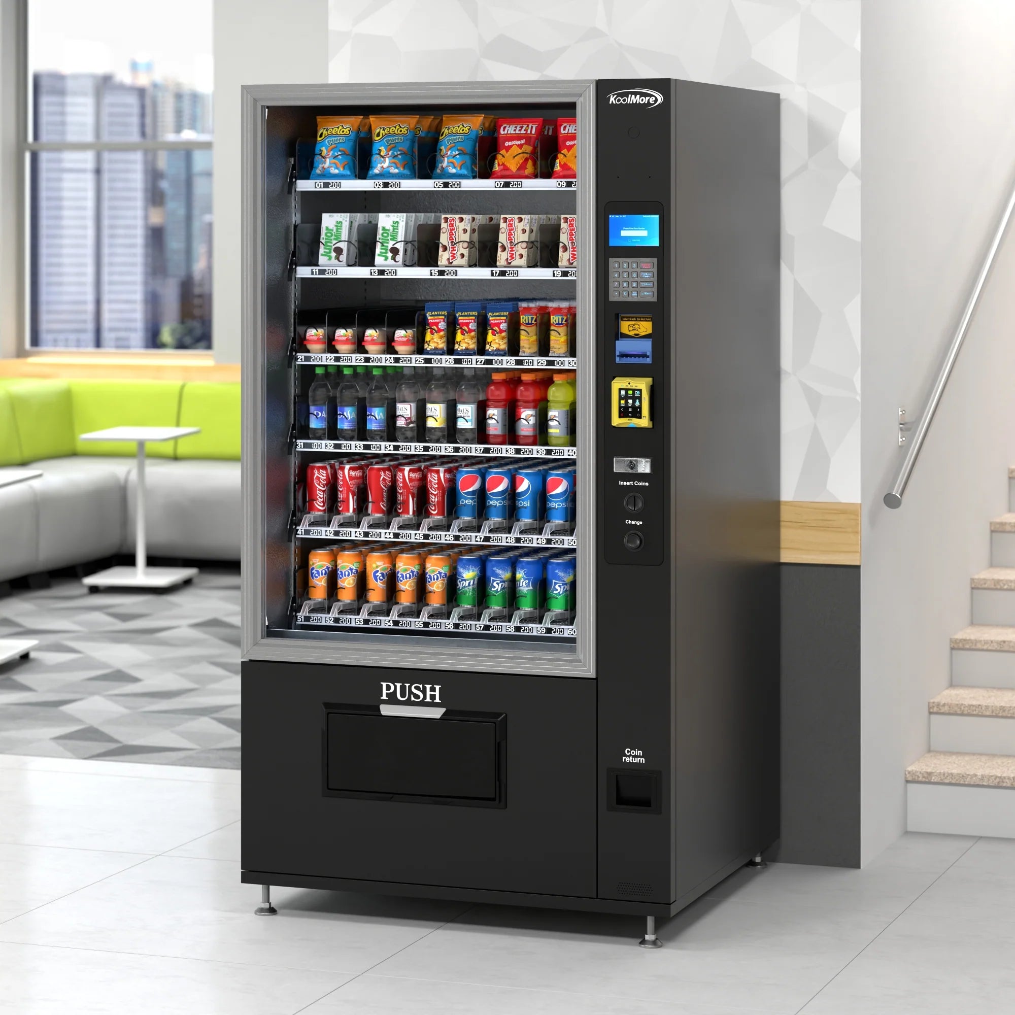 Koolmore KM-VMR-40-BR | 60 Slots Refrigerated Vending Machine w/ CC Reader & Bill Acceptor