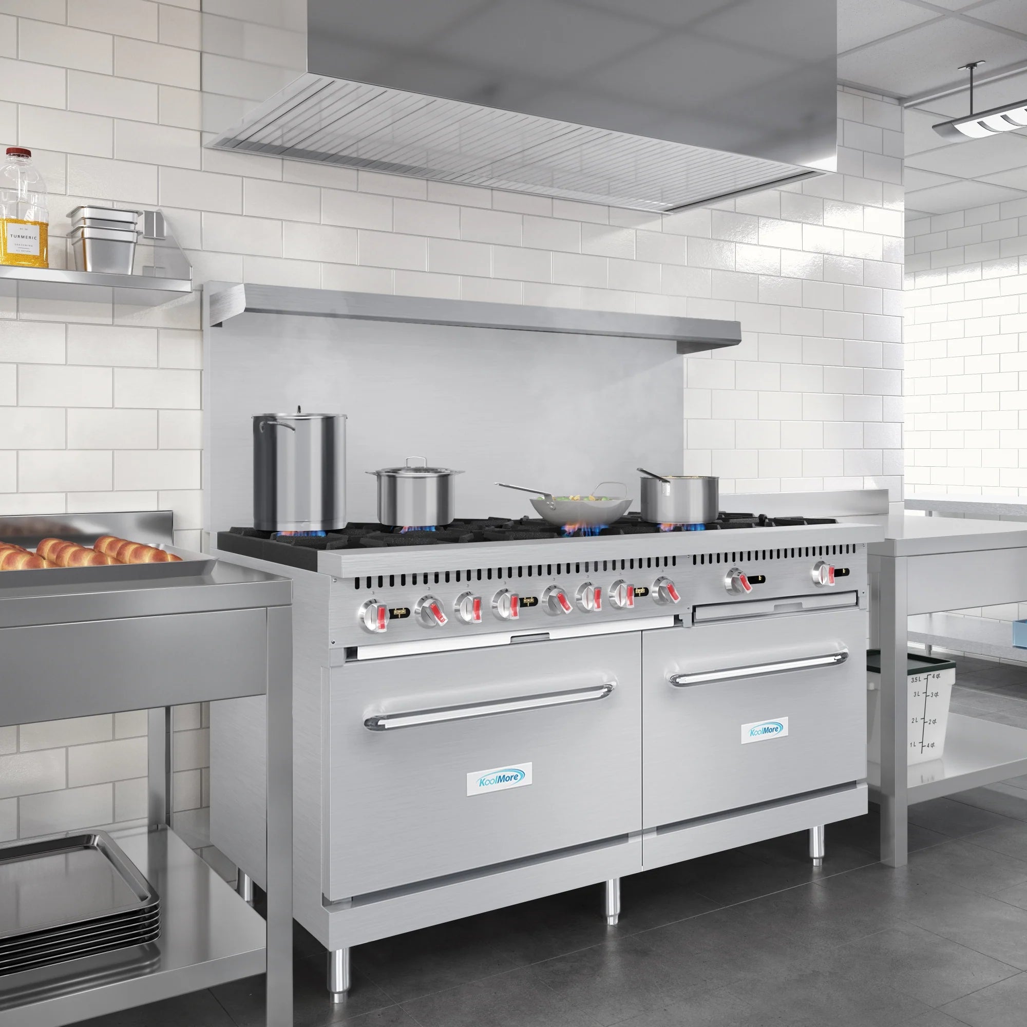 Koolmore KM-CR60-LP | 60" Wide 10 Burner Liquid Propane Range w/ Oven