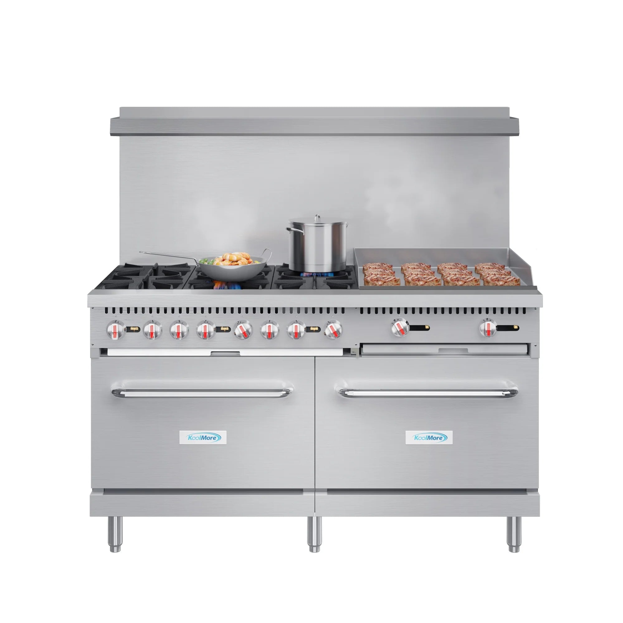 Koolmore KM-CRG60-NG | 60" Wide 6 Burner Natural Gas Range w/ 24 in. Griddle