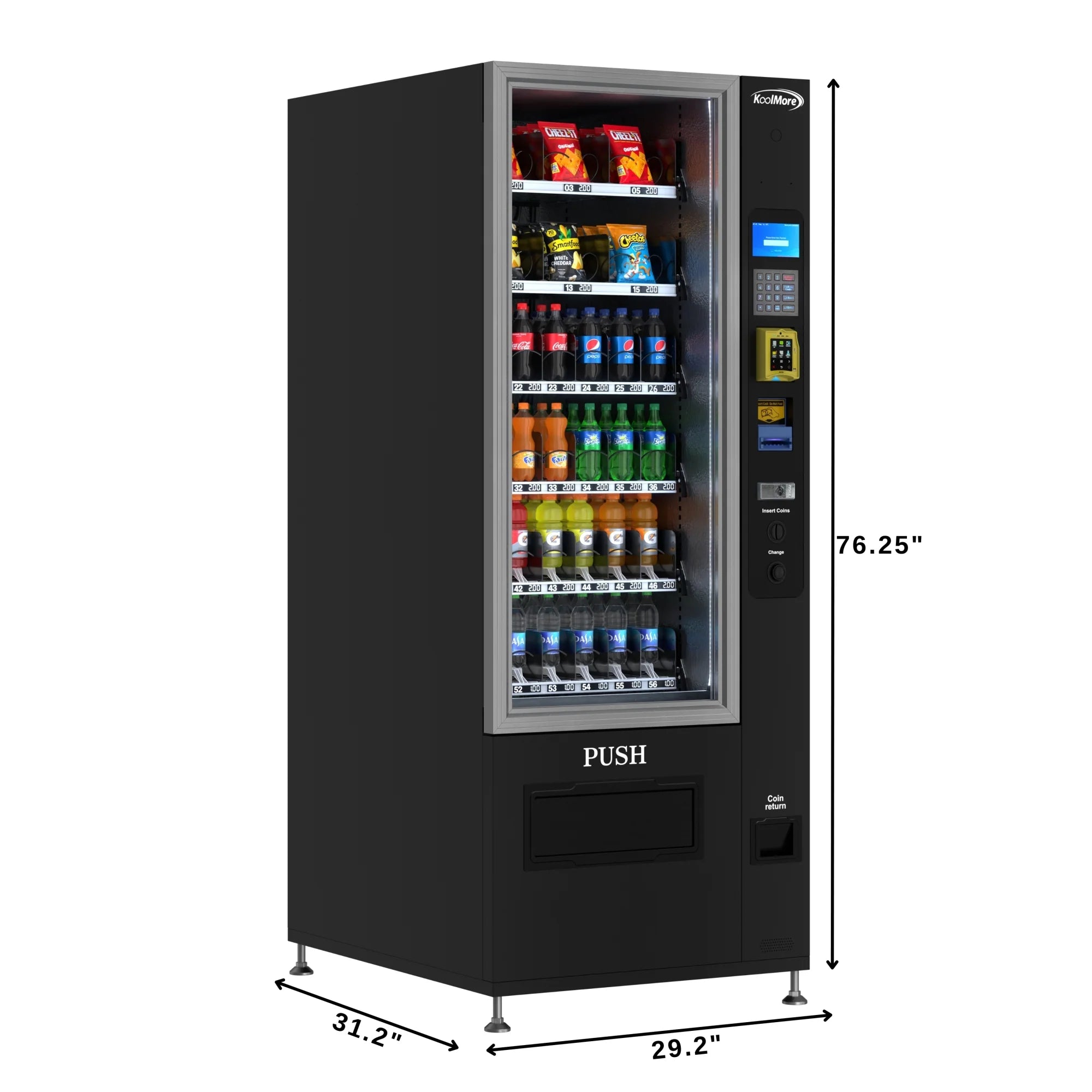 Koolmore 36 Slots Refrigerated Vending Machine w/ Coin/Bill Acceptor