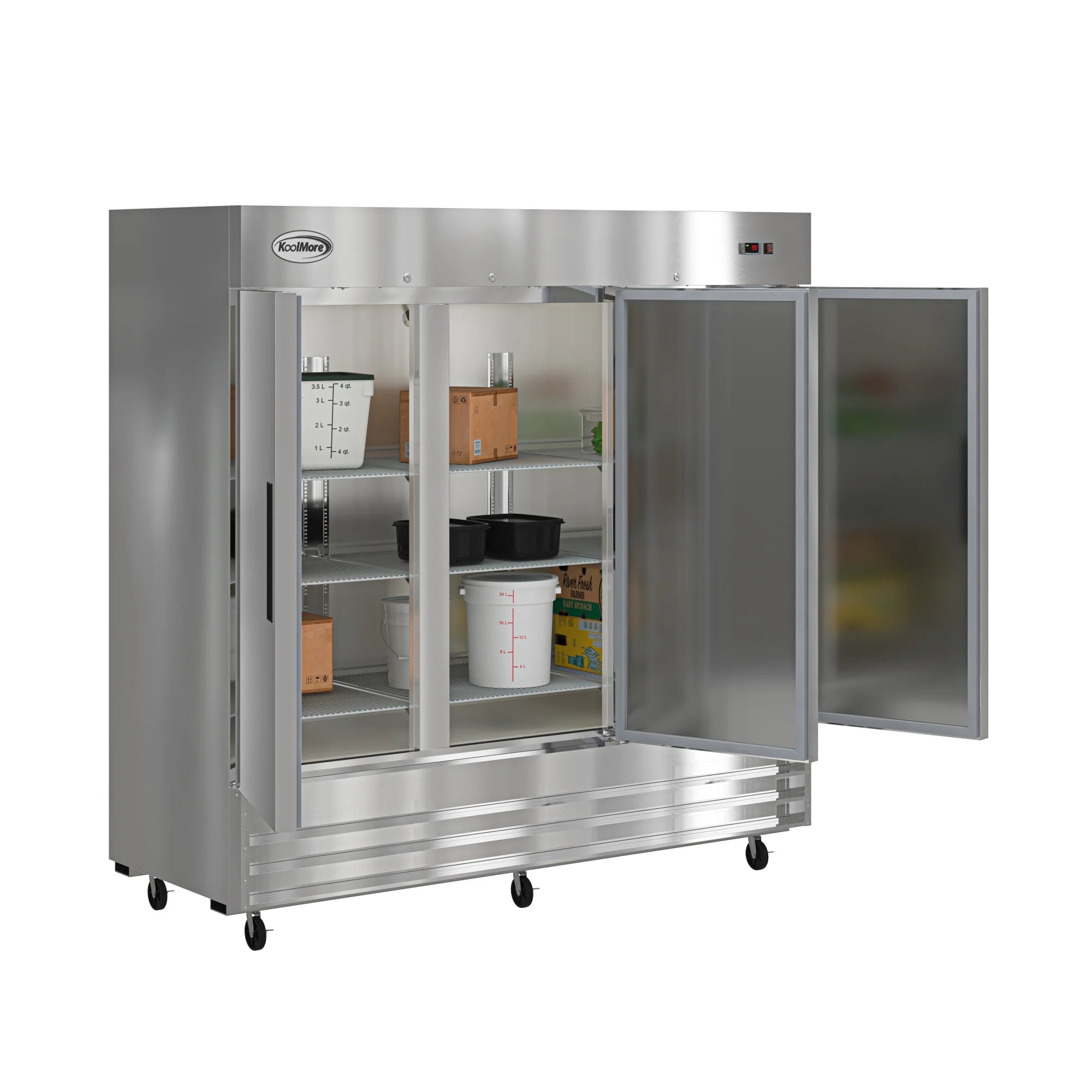 Koolmore RIR-3D-SS | 80" Wide 3 Door Reach-In Refrigerator