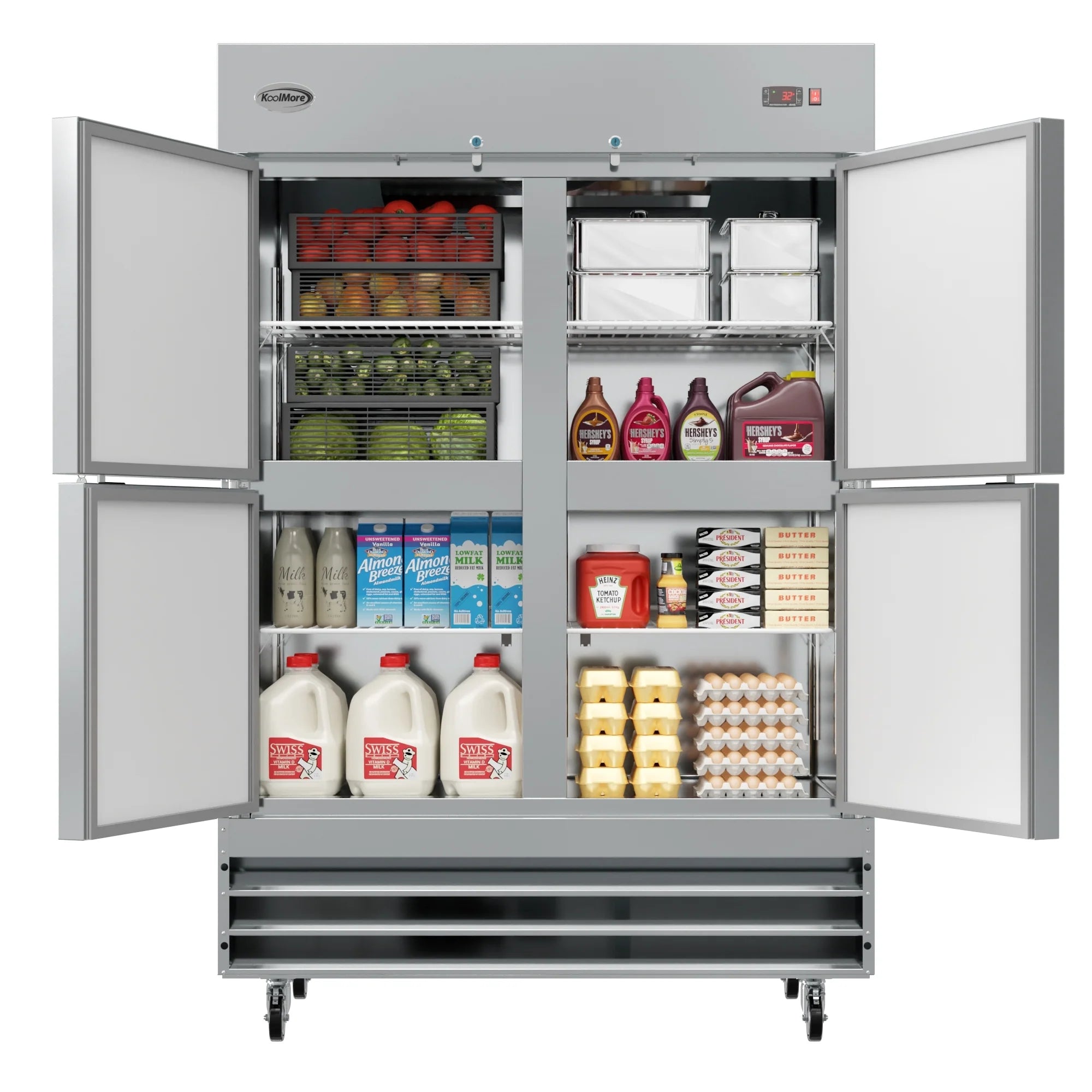 Koolmore RIR-2D-SSHD | 54" Wide 4 Door Reach-In Refrigerator