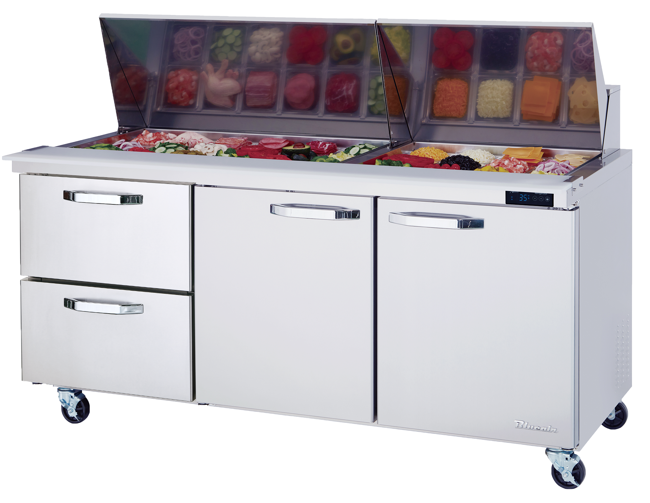 Blue Air | 72" Wide 2 Drawer Mega Top Sandwich Prep Table