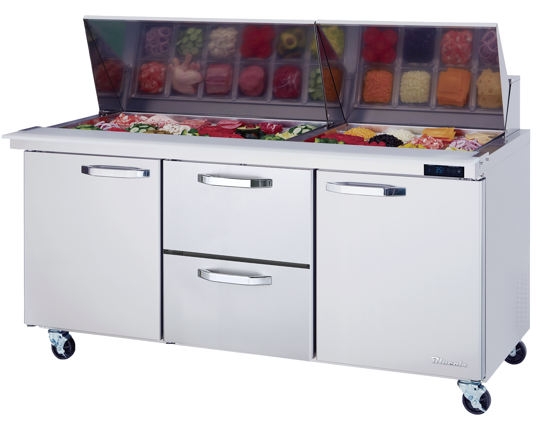 Blue Air | 72" Wide 2 Drawer Mega Top Sandwich Prep Table
