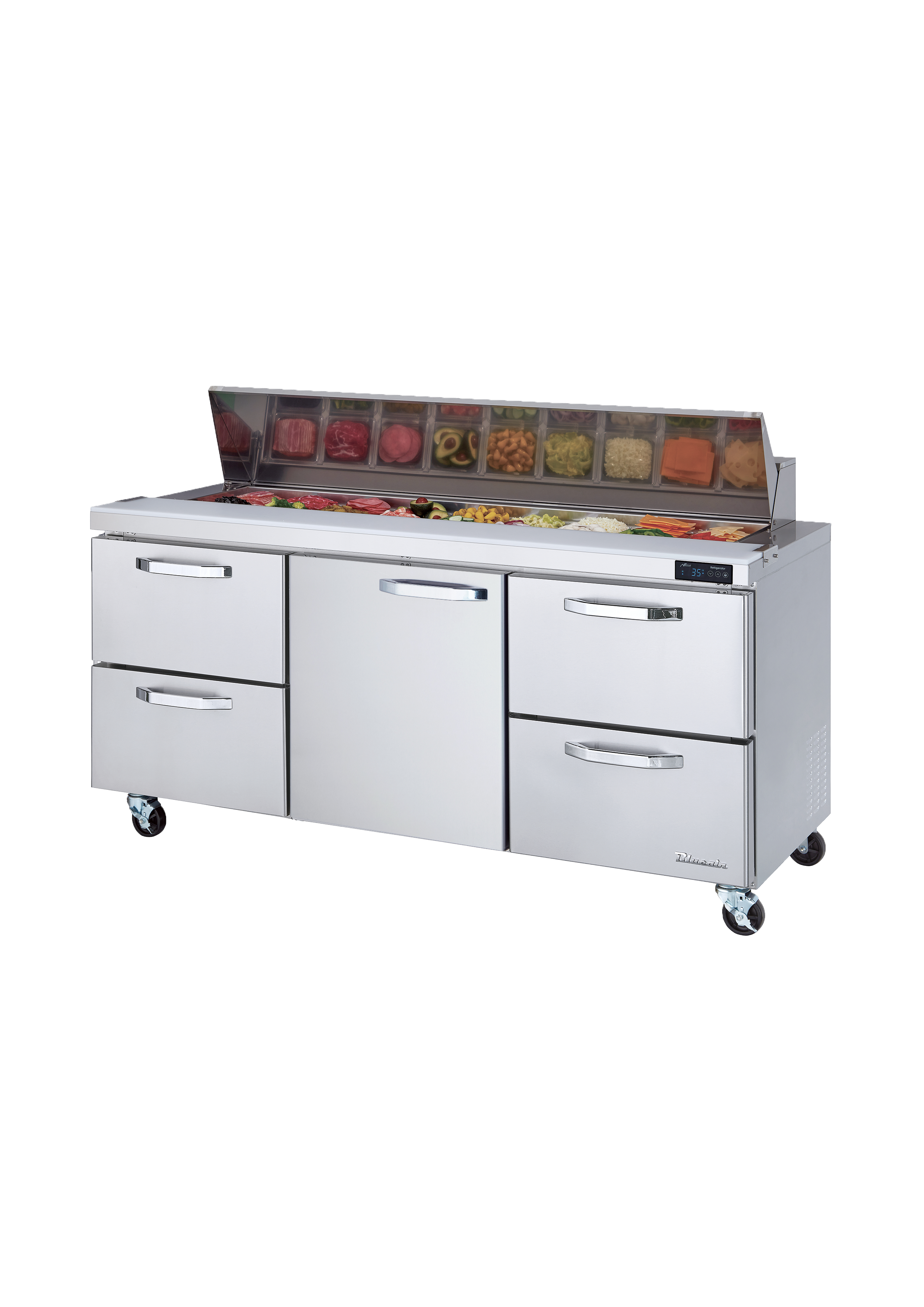 Blue Air BLPT72-D4RL-HC | 72" Wide 4 Drawer Sandwich Prep Table