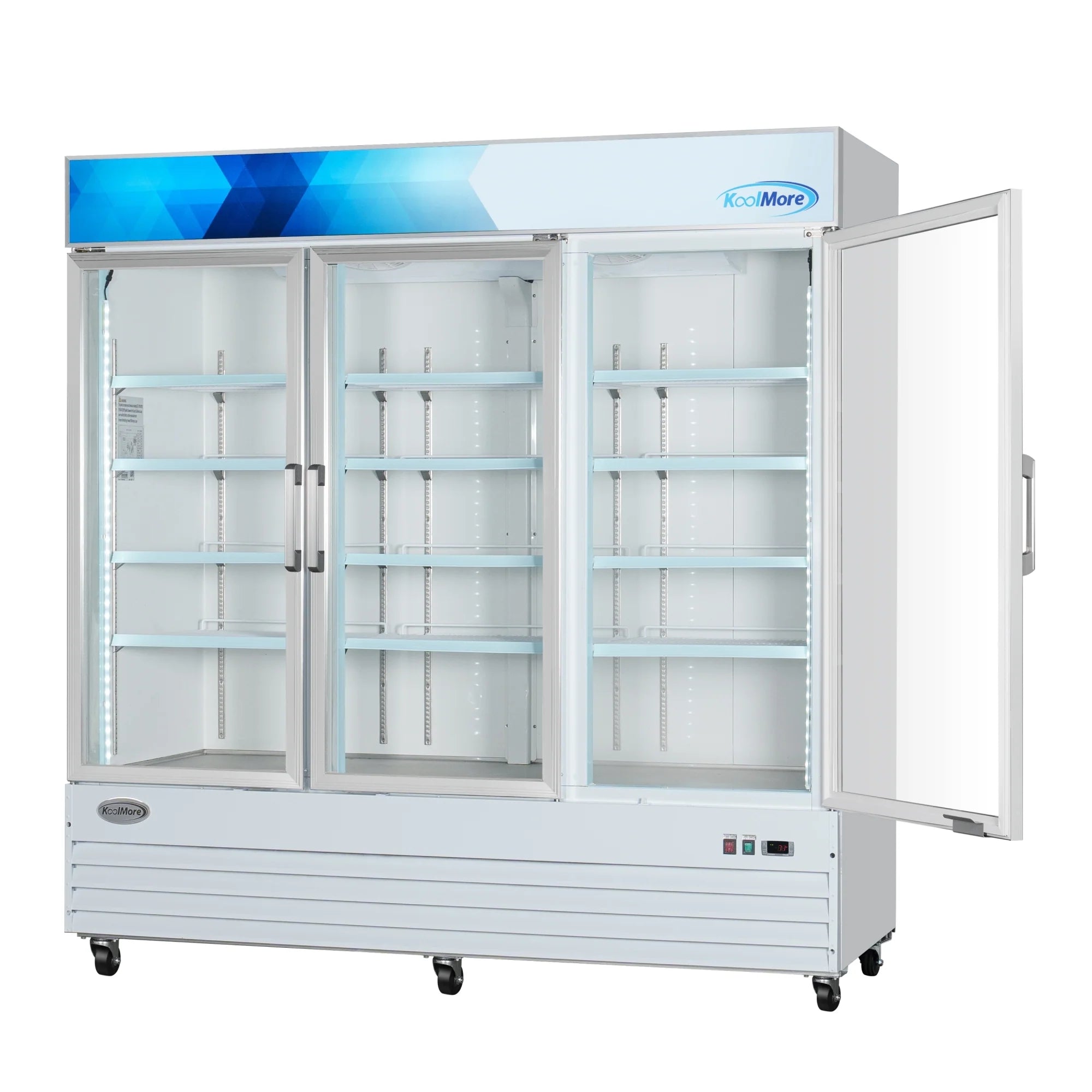 Koolmore MDF-3GD-52C-WH | 80" Wide 3 Glass Door Merchandiser Freezer