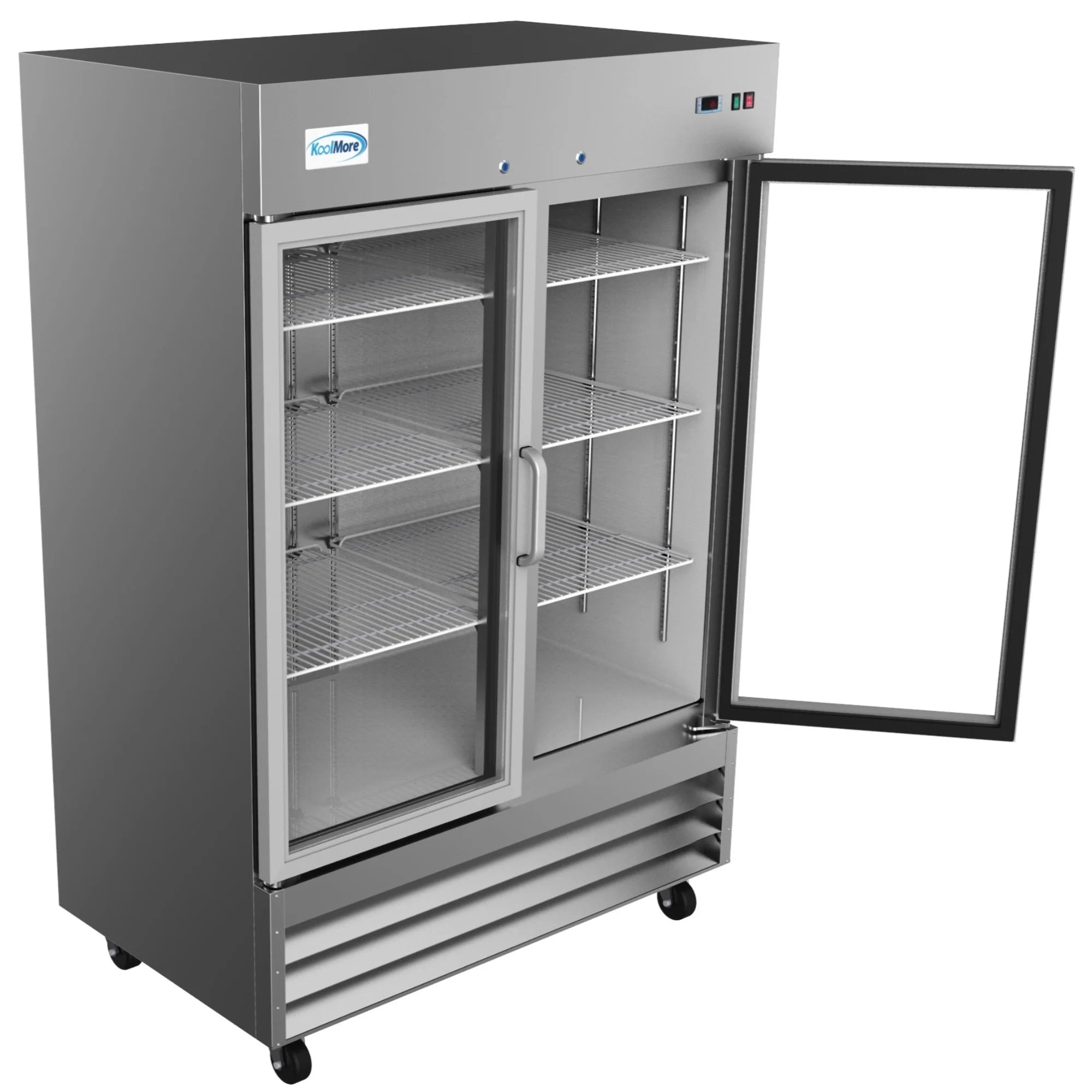 Koolmore RIR-2D-GD | 54" Wide 2 Glass Door Reach-In Refrigerator