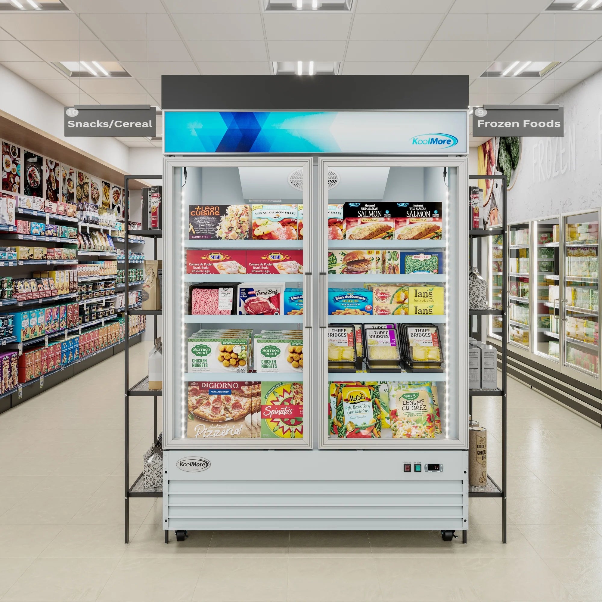 Koolmore MDF-2GD-45C-WH | 53" Wide 2 Glass Door Merchandiser Freezer