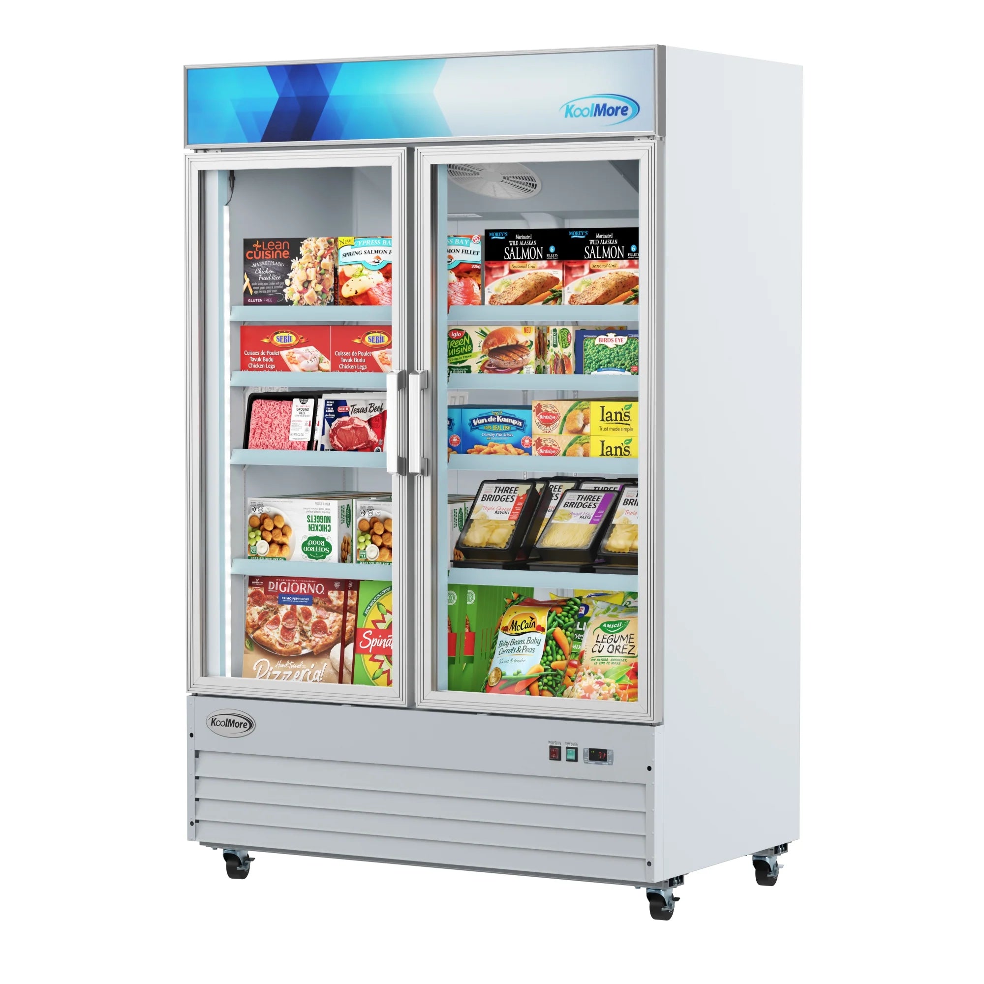 Koolmore MDF-2GD-45C-WH | 53" Wide 2 Glass Door Merchandiser Freezer