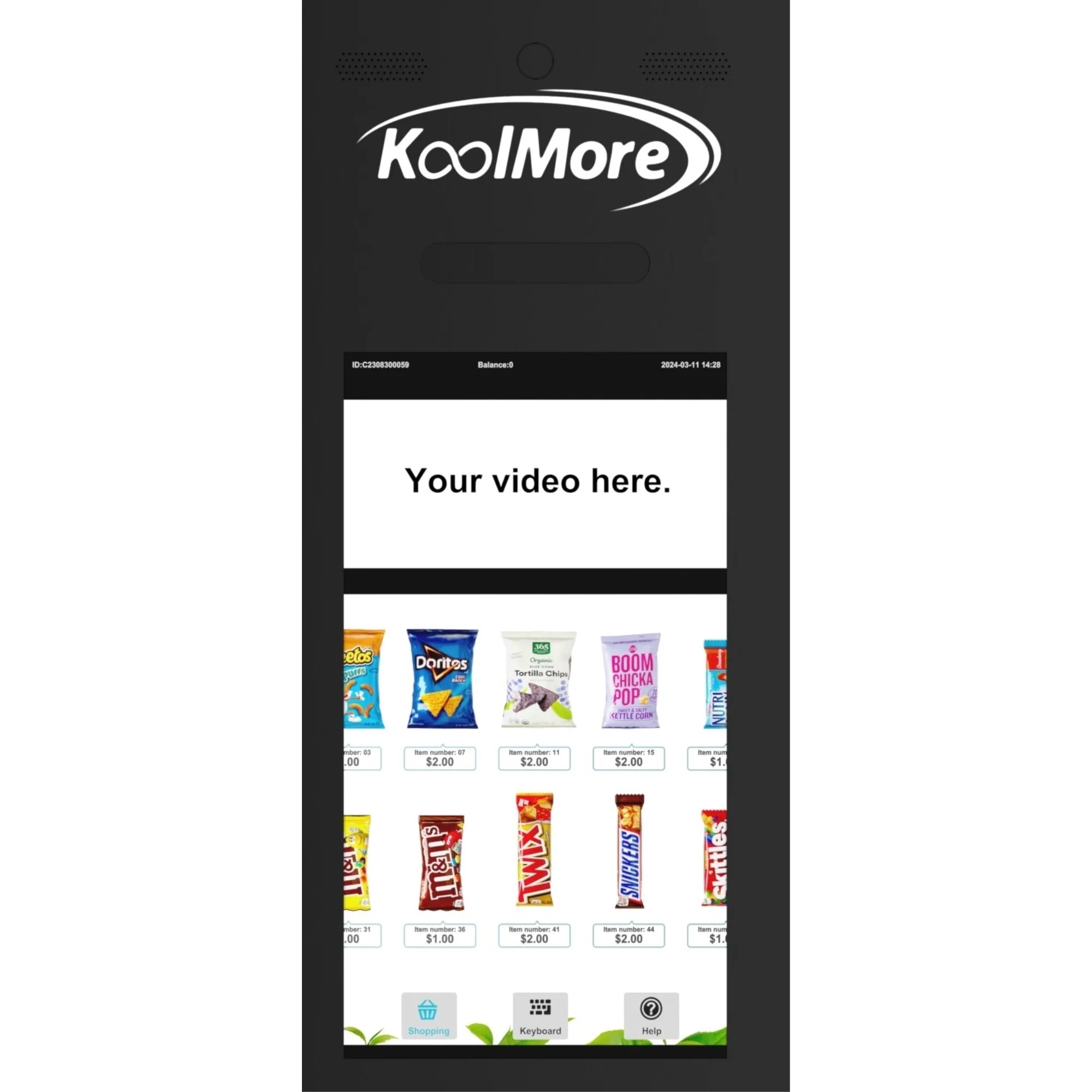 Koolmore Touch Screen 60 Slots Non-Refrigerated Vending Machine w/ Coin/Bill Acceptor