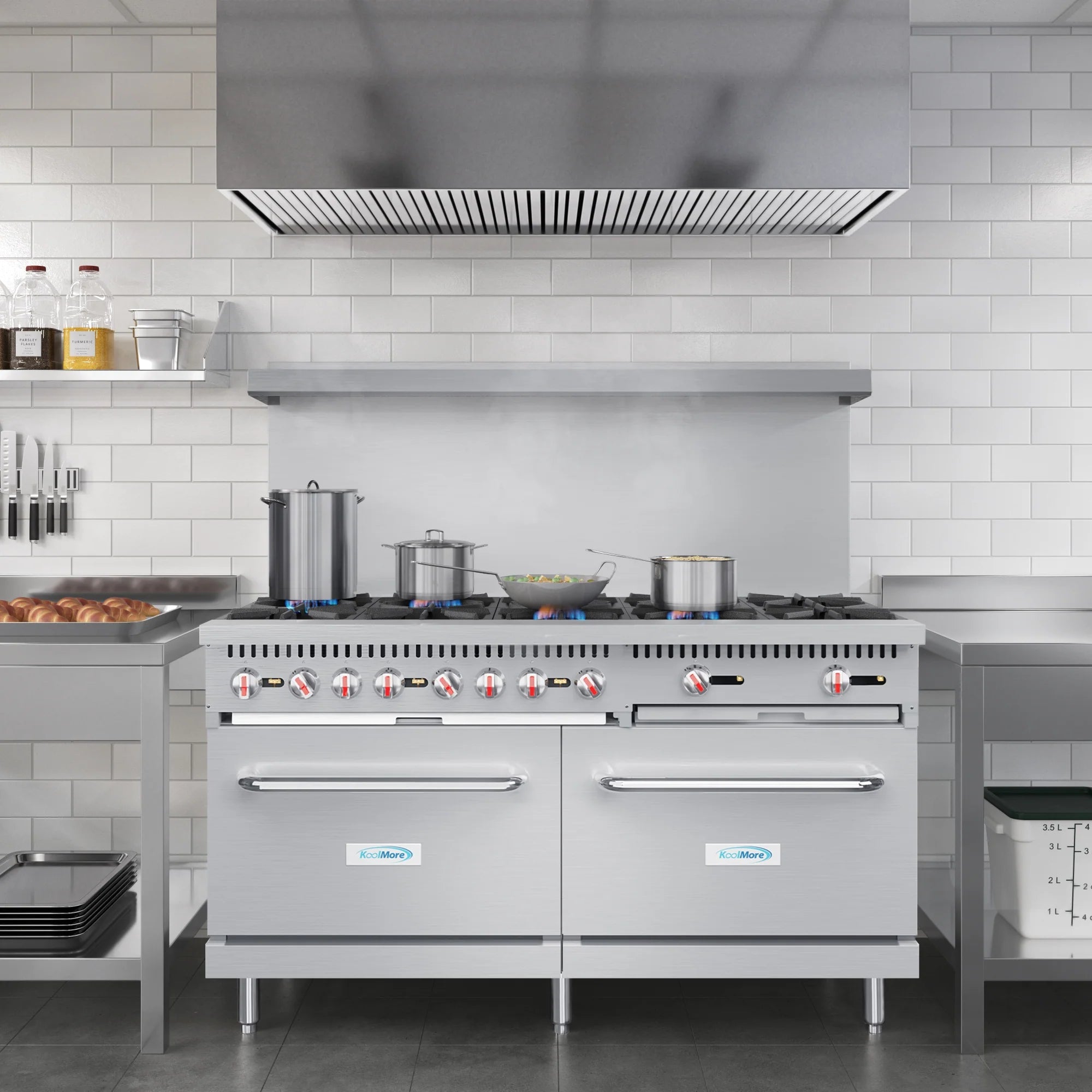 Koolmore KM-CR60-LP | 60" Wide 10 Burner Liquid Propane Range w/ Oven