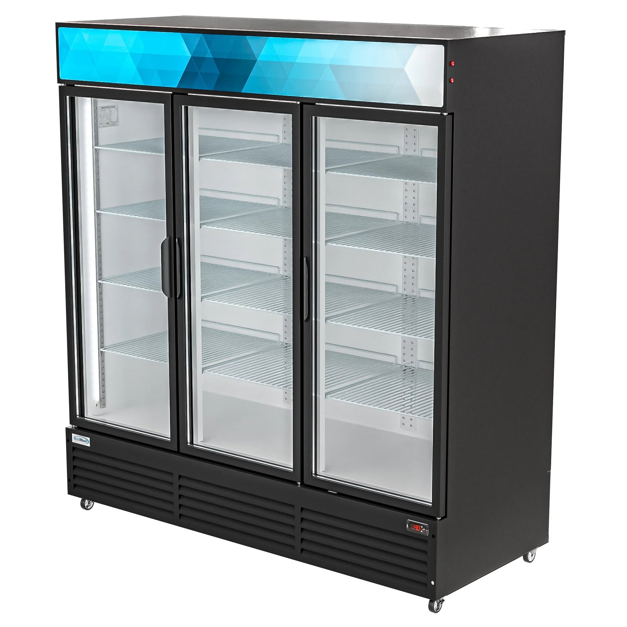Koolmore MDR-3GD-63C | 71" Wide 3 Glass Door Merchandiser Refrigerator