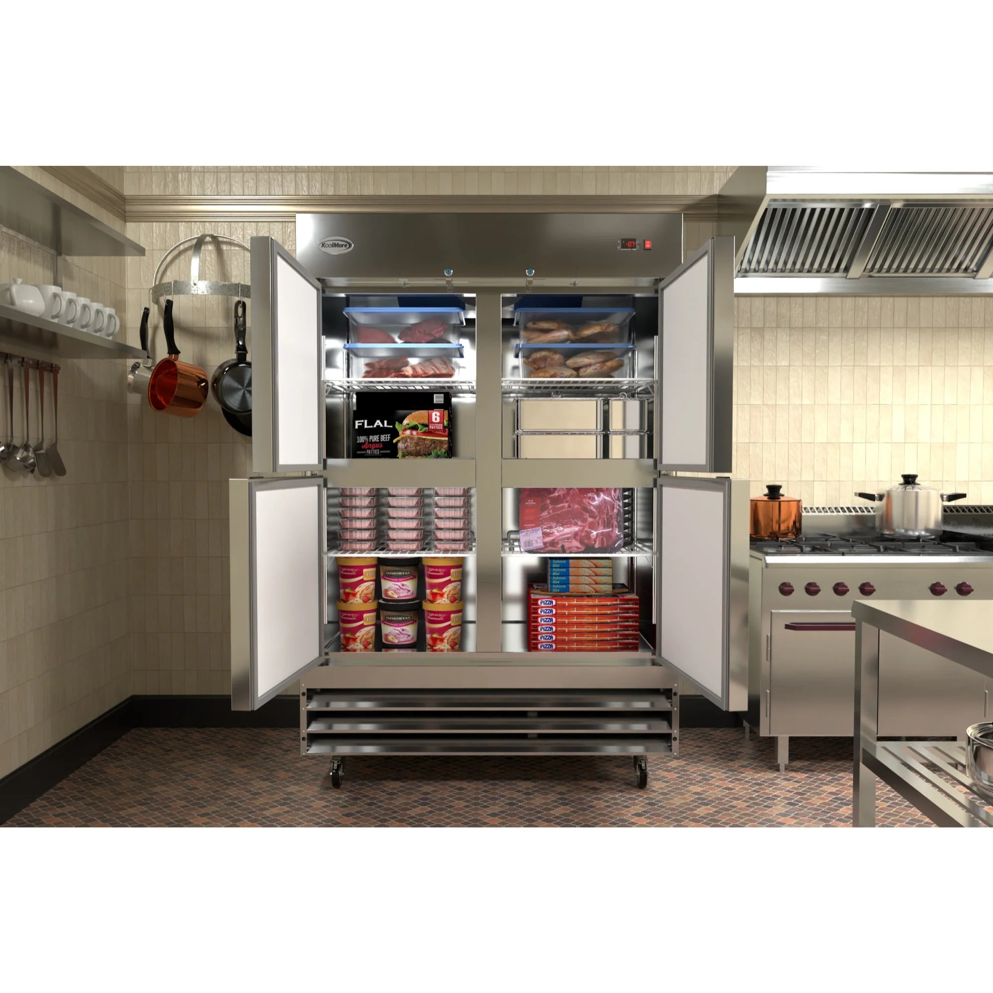 Koolmore RIF-2D-SSHD | 54" Wide 4 Door Reach-In Freezer