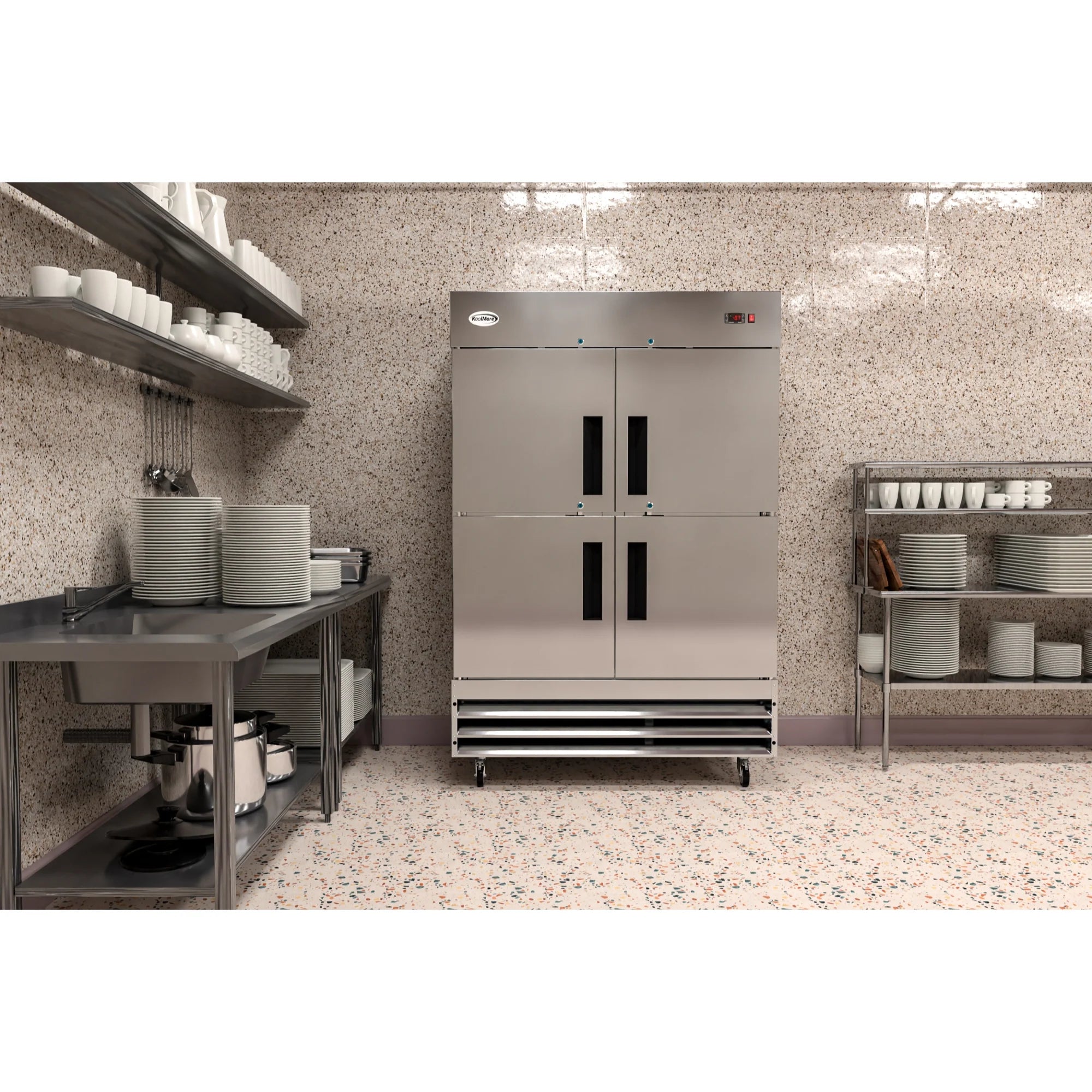 Koolmore RIF-2D-SSHD | 54" Wide 4 Door Reach-In Freezer