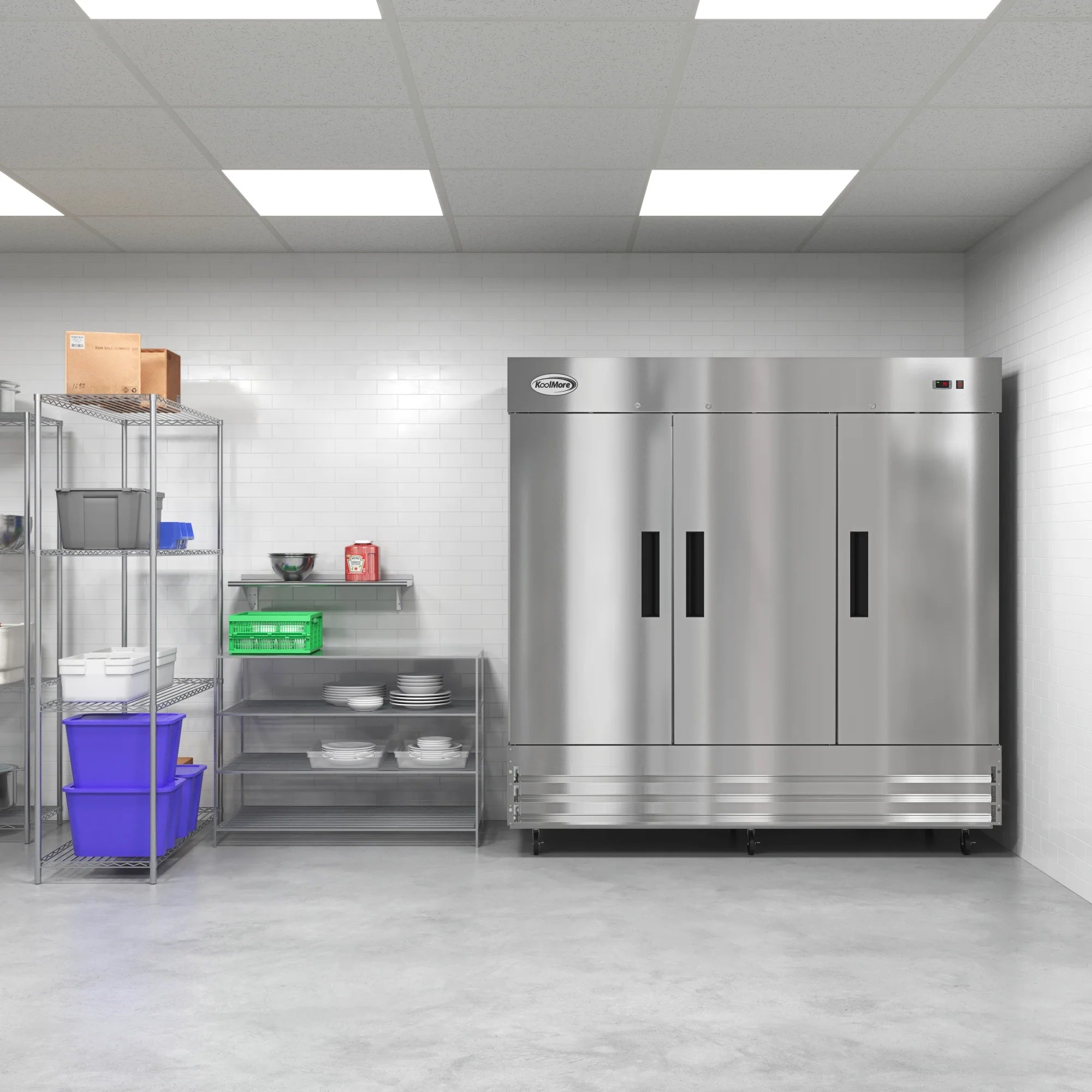 Koolmore RIR-3D-SS | 80" Wide 3 Door Reach-In Refrigerator