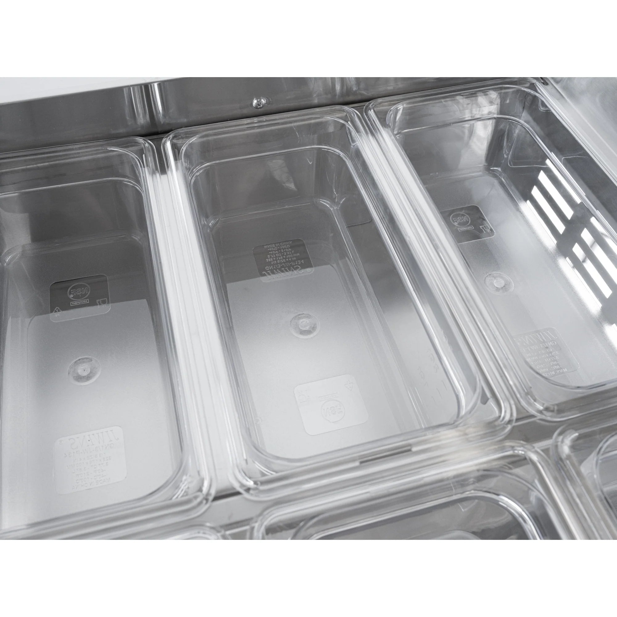 Koolmore KM-RBT-72CSFG | 72" Wide 15 Pan Prep Table w/ Sneeze Guard