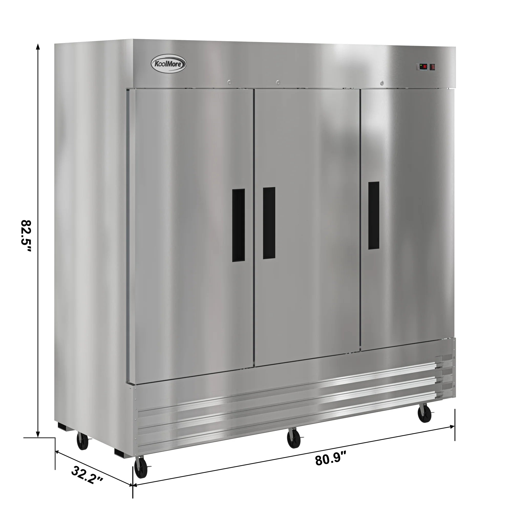 Koolmore RIR-3D-SS | 80" Wide 3 Door Reach-In Refrigerator